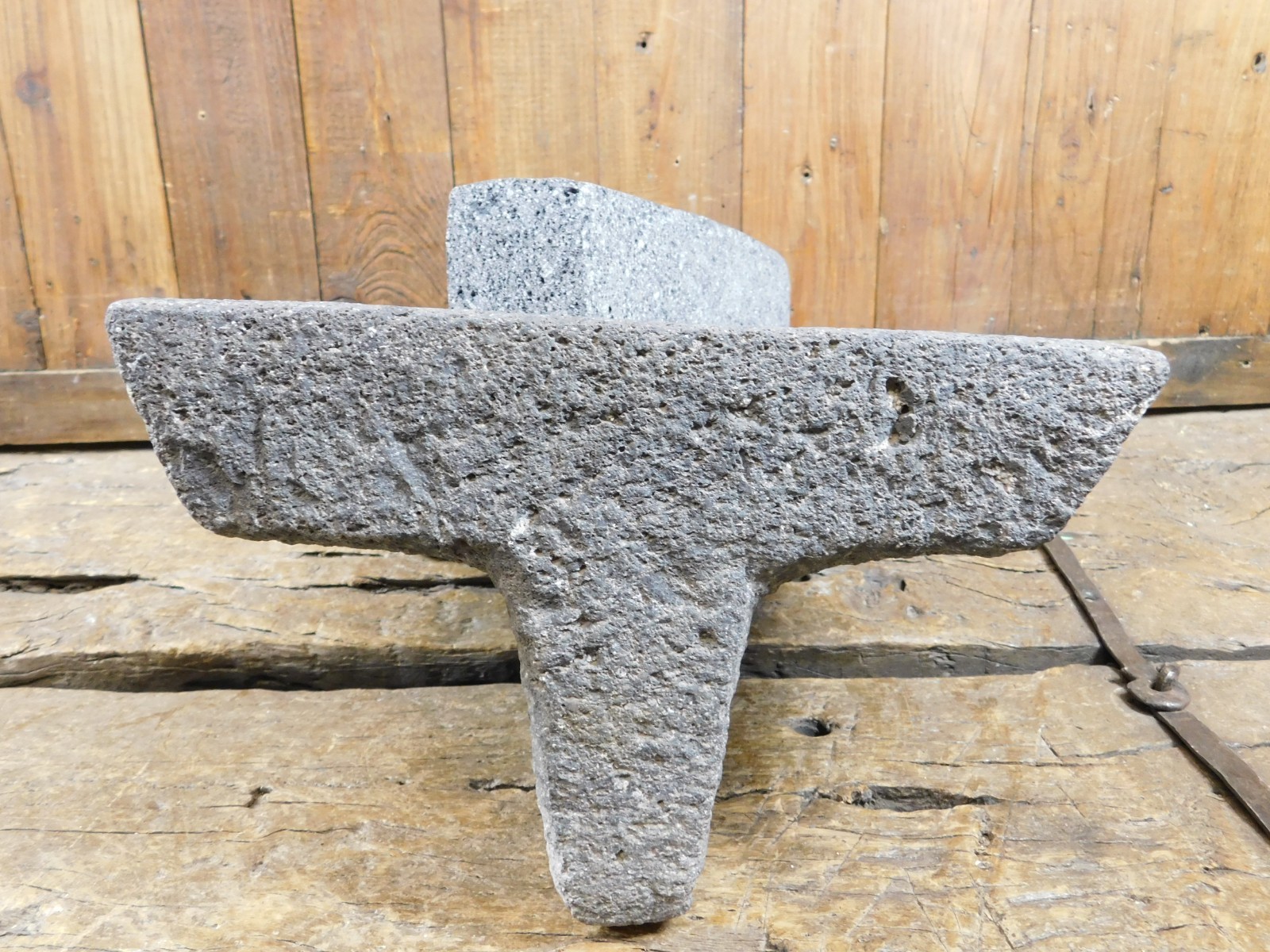 Antique Metate #36-Grinder-Rustic-Complete-Old Mexican–Primitive-11.5×14.5×7.5H