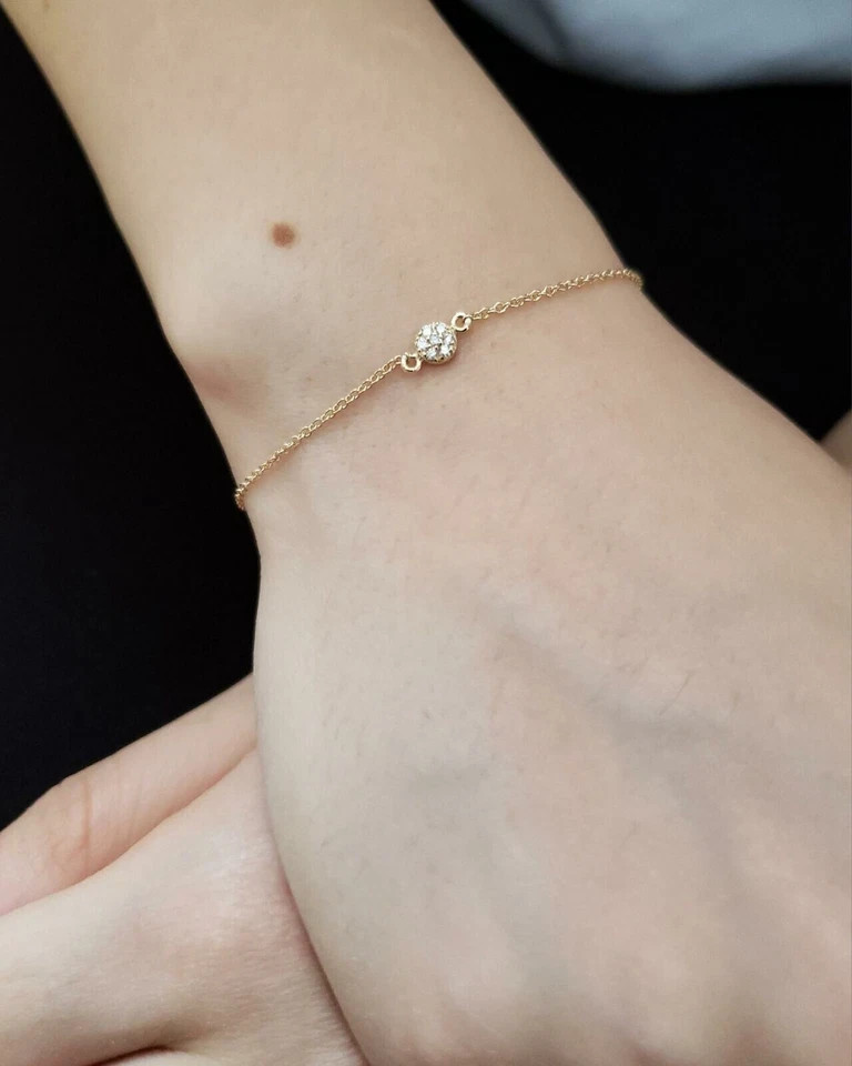 14K Yellow Gold Plated 1Ct Round Cut Lab Created Diamond Women’s Chain Bracelet