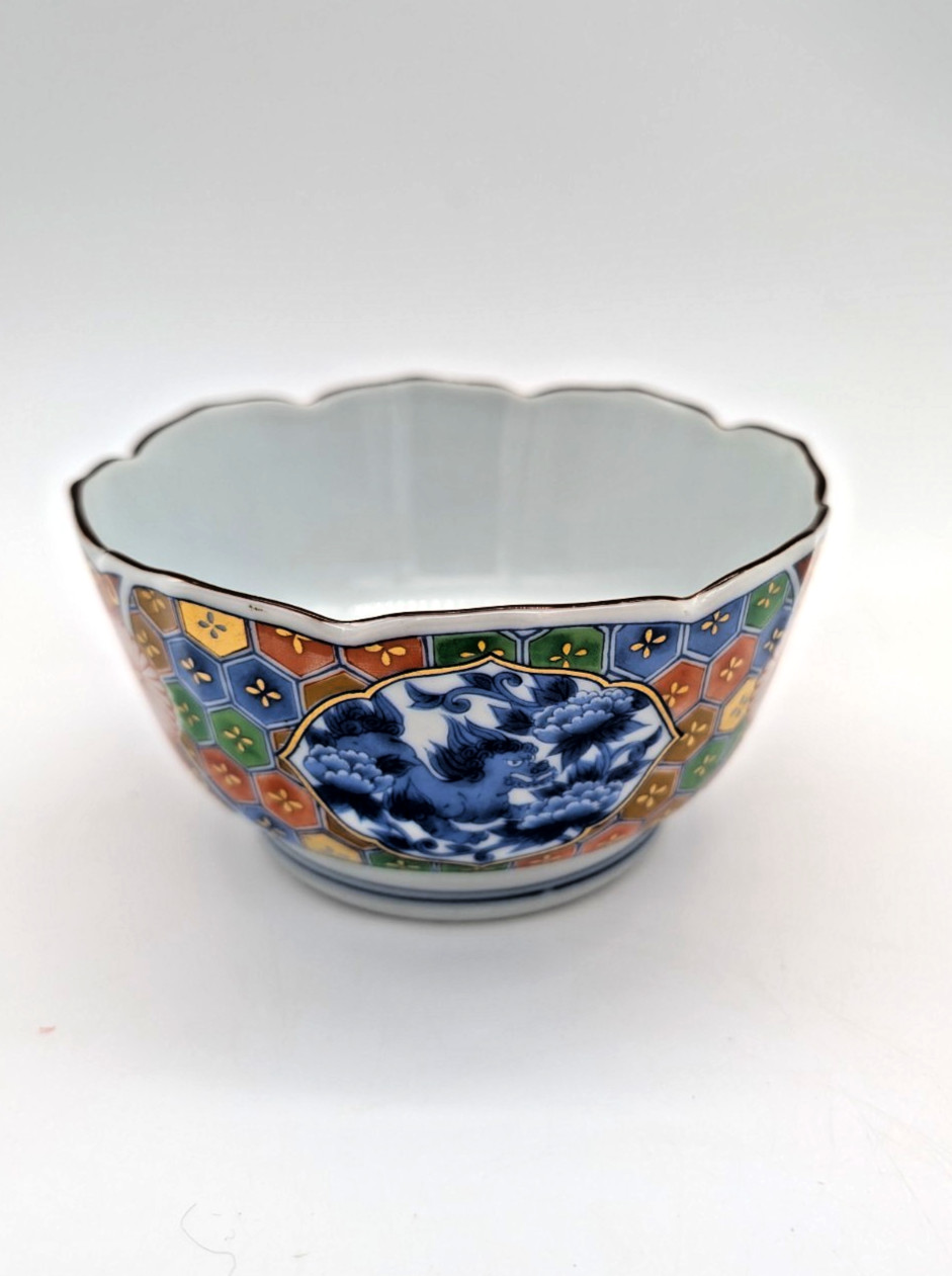 Vintage Kozan Gama Imari Ware Porcelain Scalloped Dish Japanese 4.5″