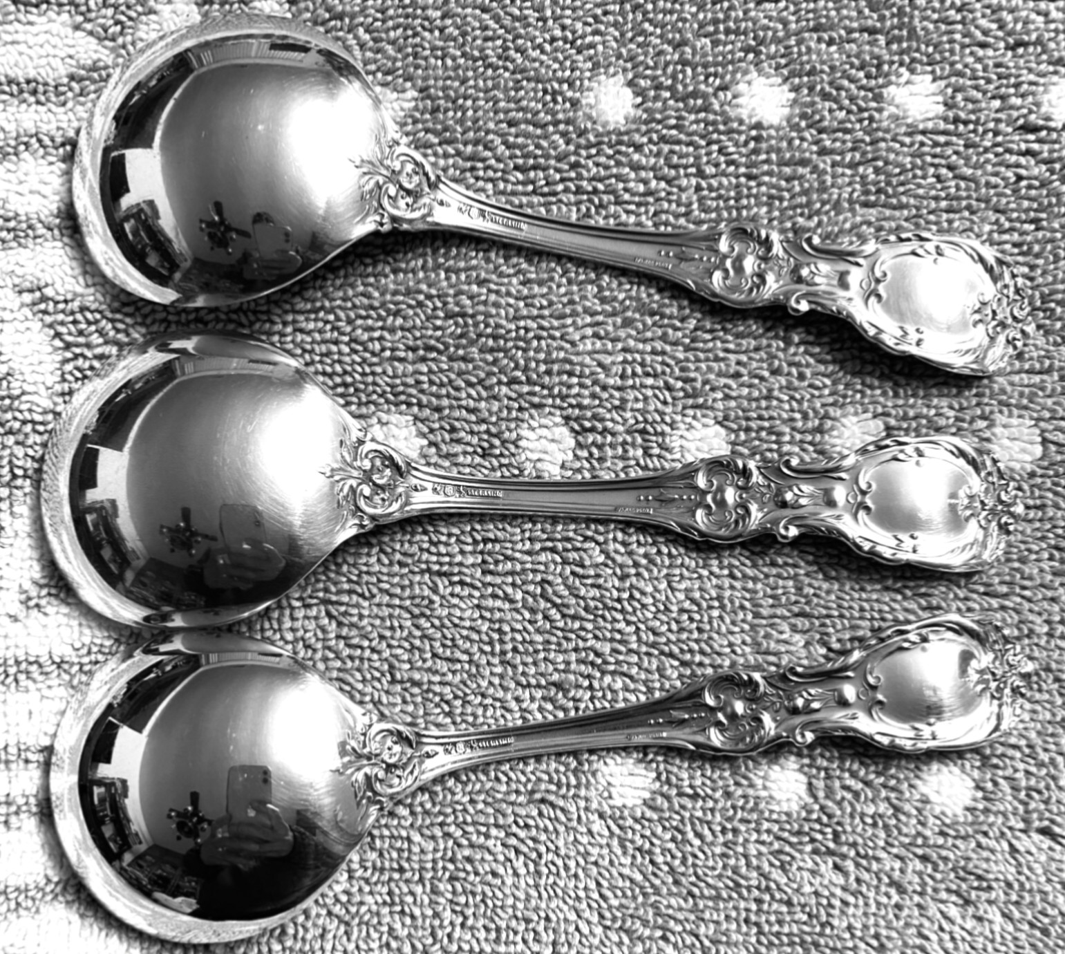R&B Francis I Stlg Round Bowl Soup Spoons (Old/Pat.Date Marks), Set of 3