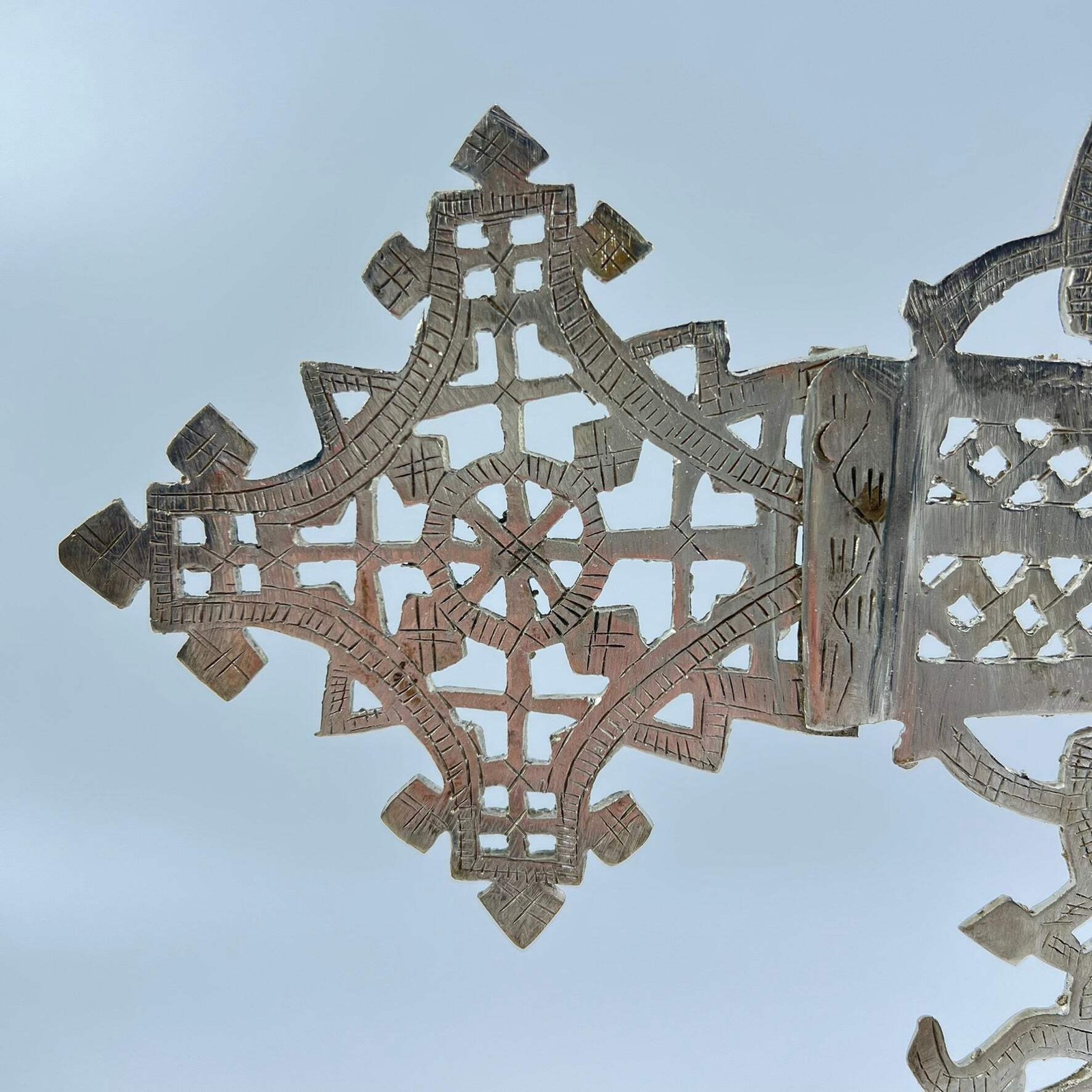 Silver Colored Coptic Processional Cross Ethiopia