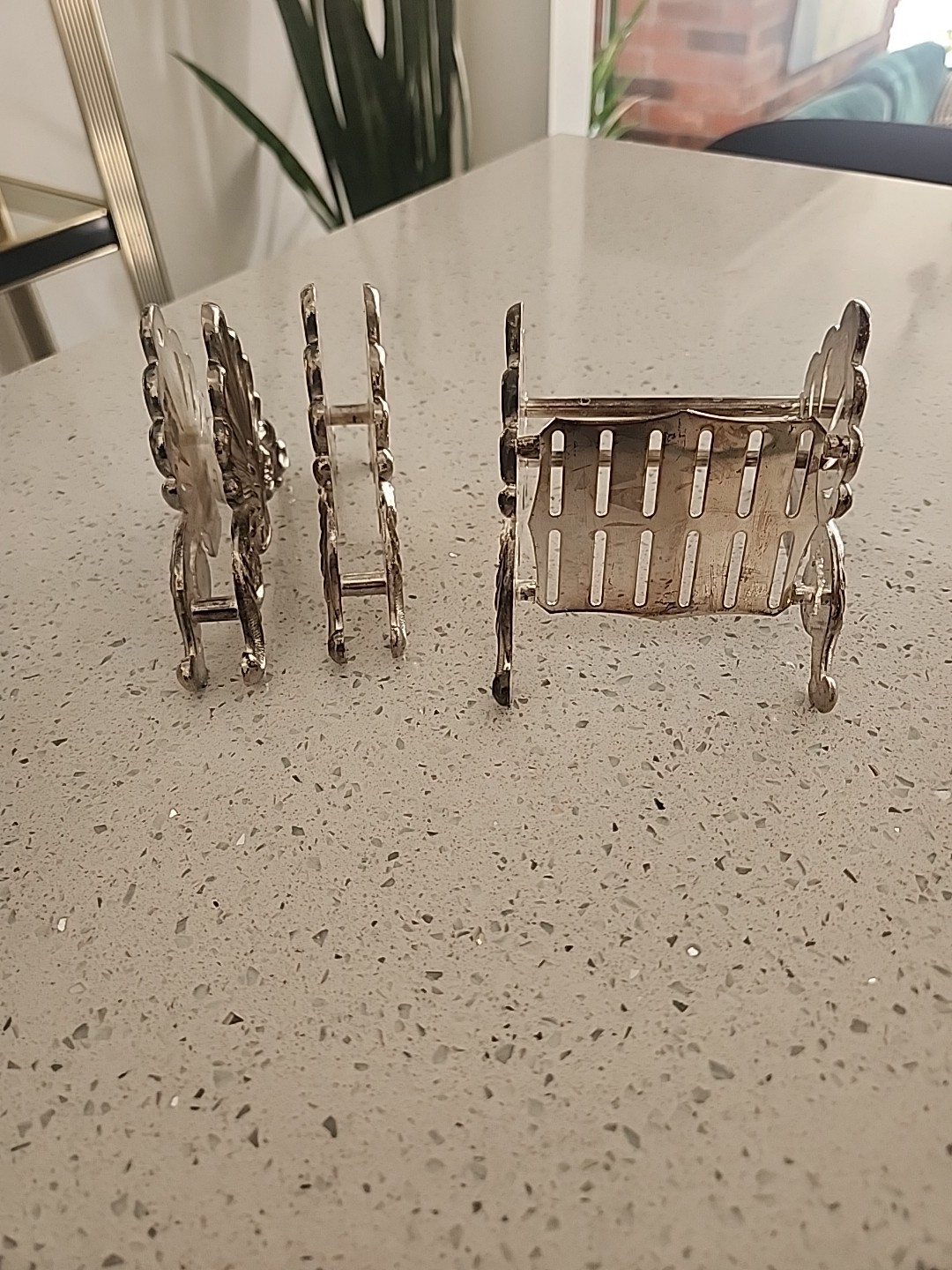 3 Vtg Silver Plate Silverware Caddy Fork Spoon Knife Holder Buffet Napkin