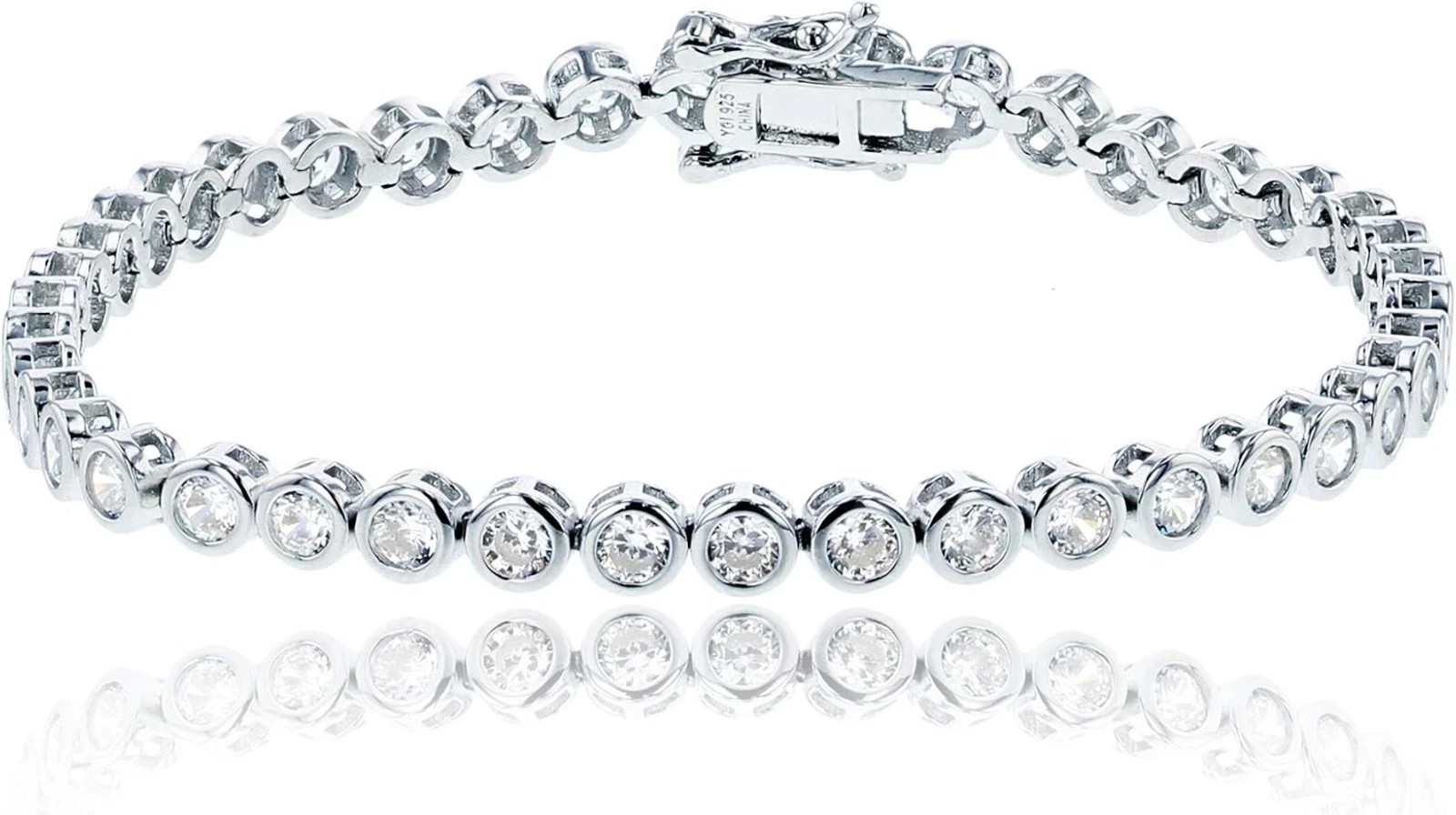 4Ct Round Lab-Created Diamond Bezel Set Tennis Bracelet 14K White Gold Plated
