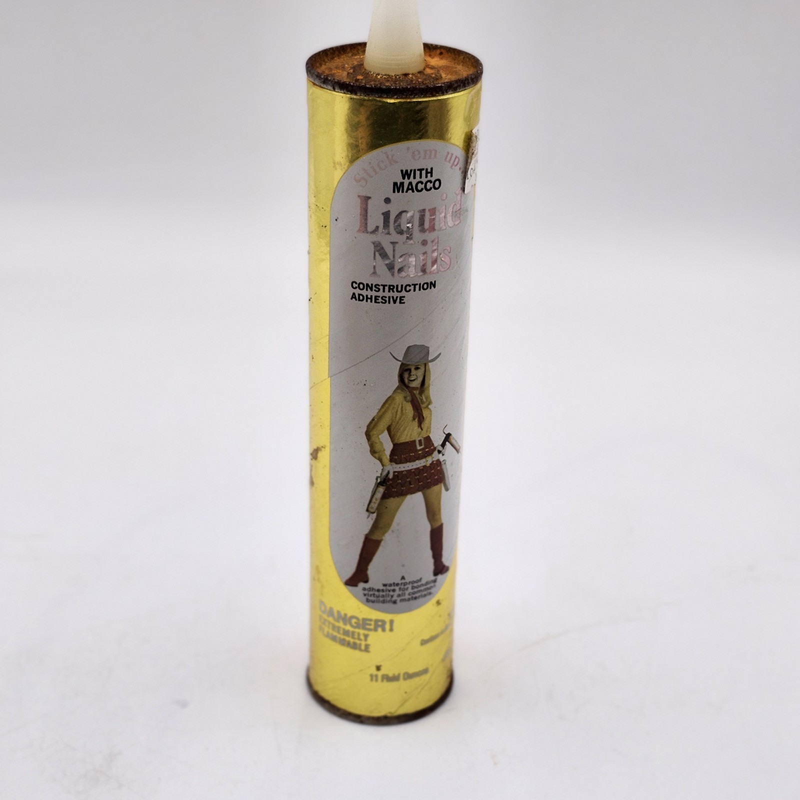Old Vintage Liquid Nails sealed container construction tube hardware advertise