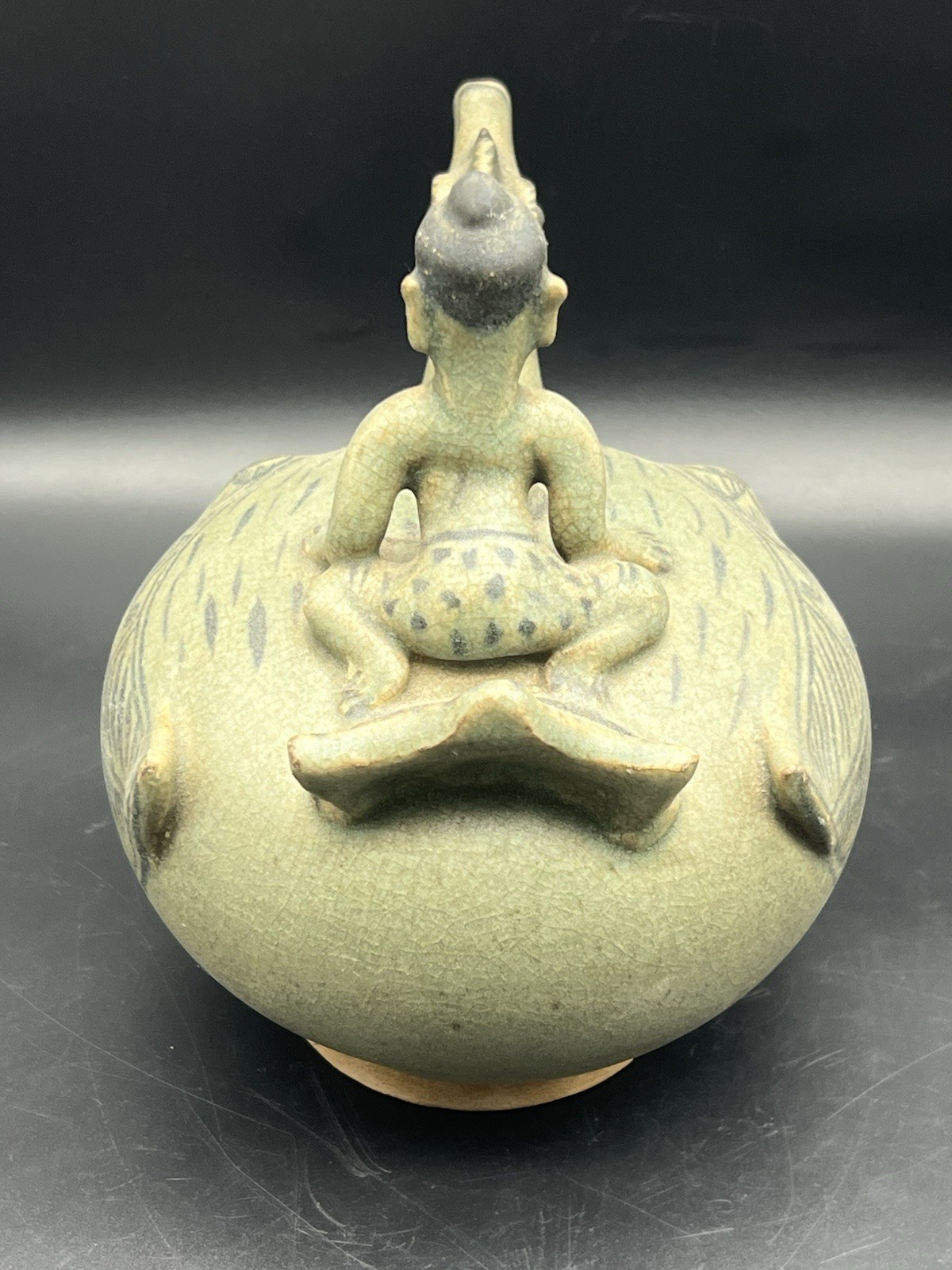 Celadon Ware Ceramic Ewer Figural Ceramic Pottery Rhyton South East Asia Decor