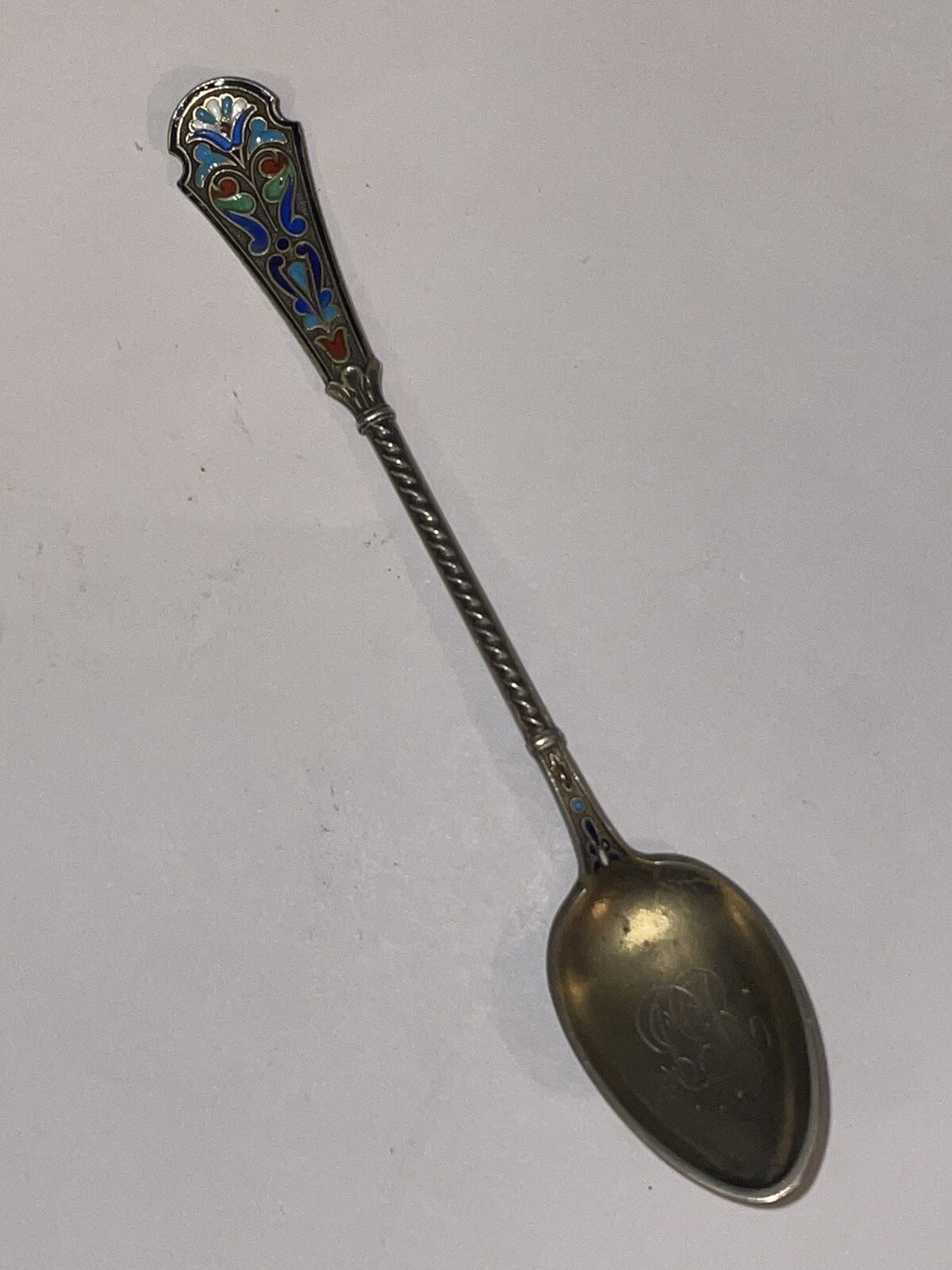 David Andersen 925 Sterling Silver Enameled Spoon 4 1/2” 11 Grams Monogram