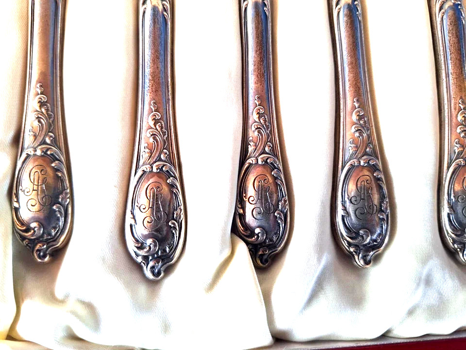 ФАБЕРЖЕ ORIGINAL GILT SET SILVER 84 RUSSIAN FAMOUS “KF” FABERGE IMPERIAL ANTIQUE
