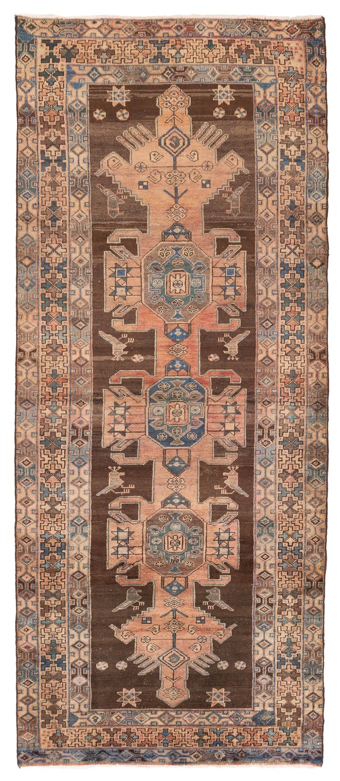 3’7″ x 9’3″ Vintage Hand-knotted Runner Rug Traditional Oriental Wool Carpet