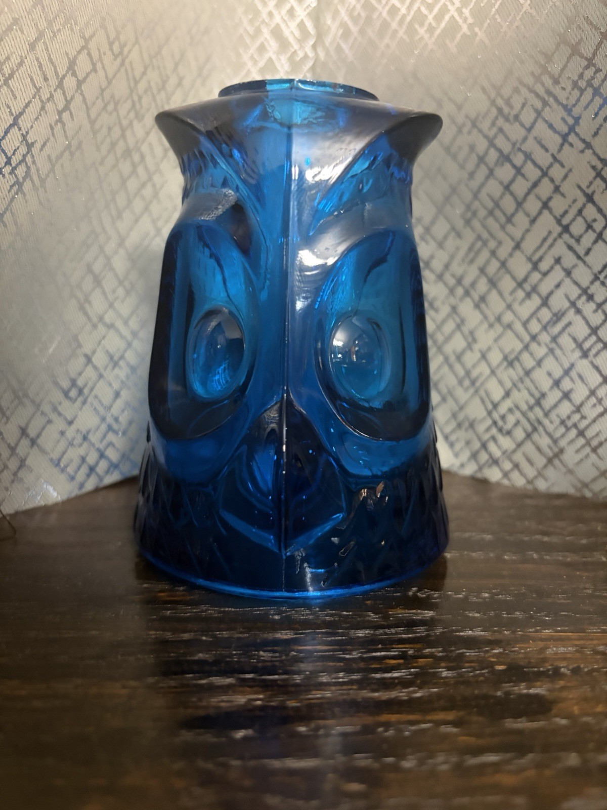 Dark Blue Viking Owl Fairy Lamp Top Only Pristine Condition No Base