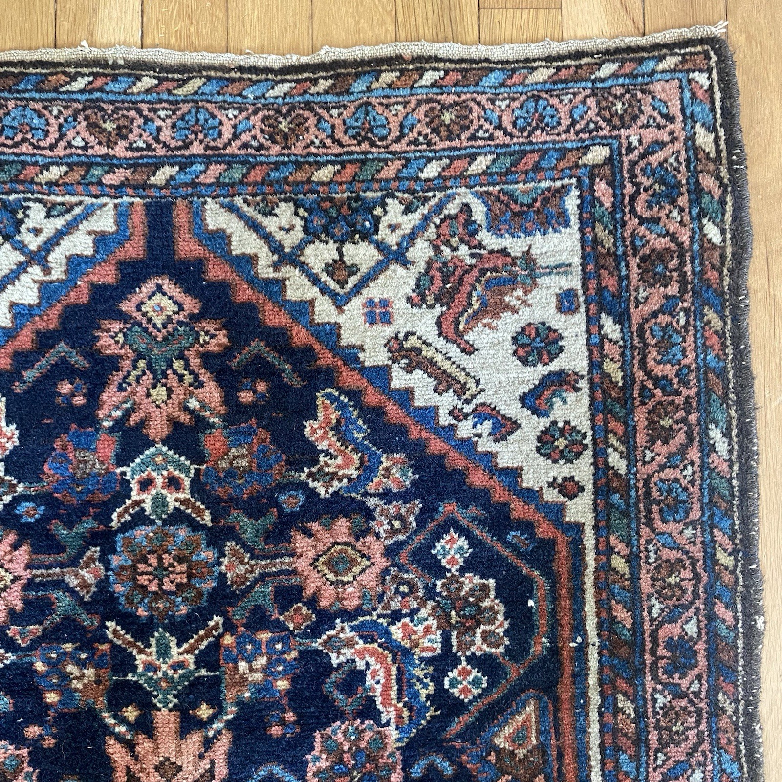 Vintage Rug 2′ 8 x 4′ 1 Blue Hand Knotted Farmhouse Oriental Rug