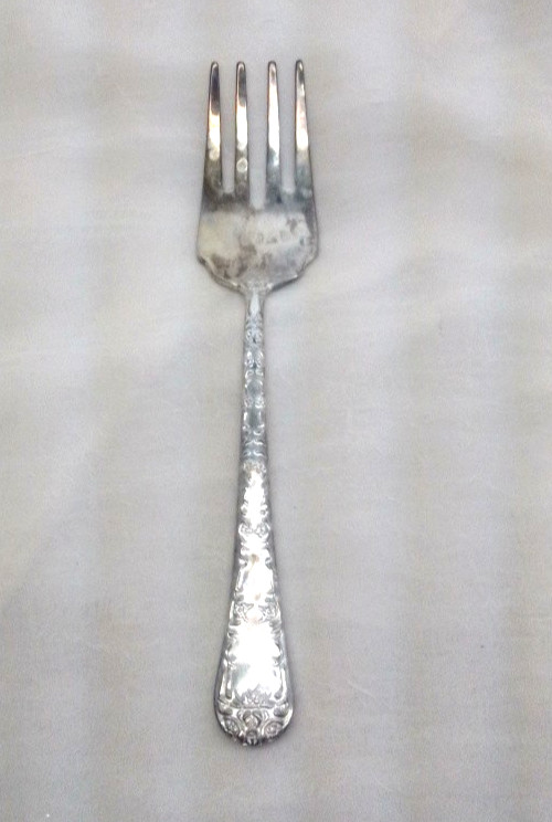 Enchanted Rose Large Serving Fork Wm Rogers Vintage Silver plated Flatware