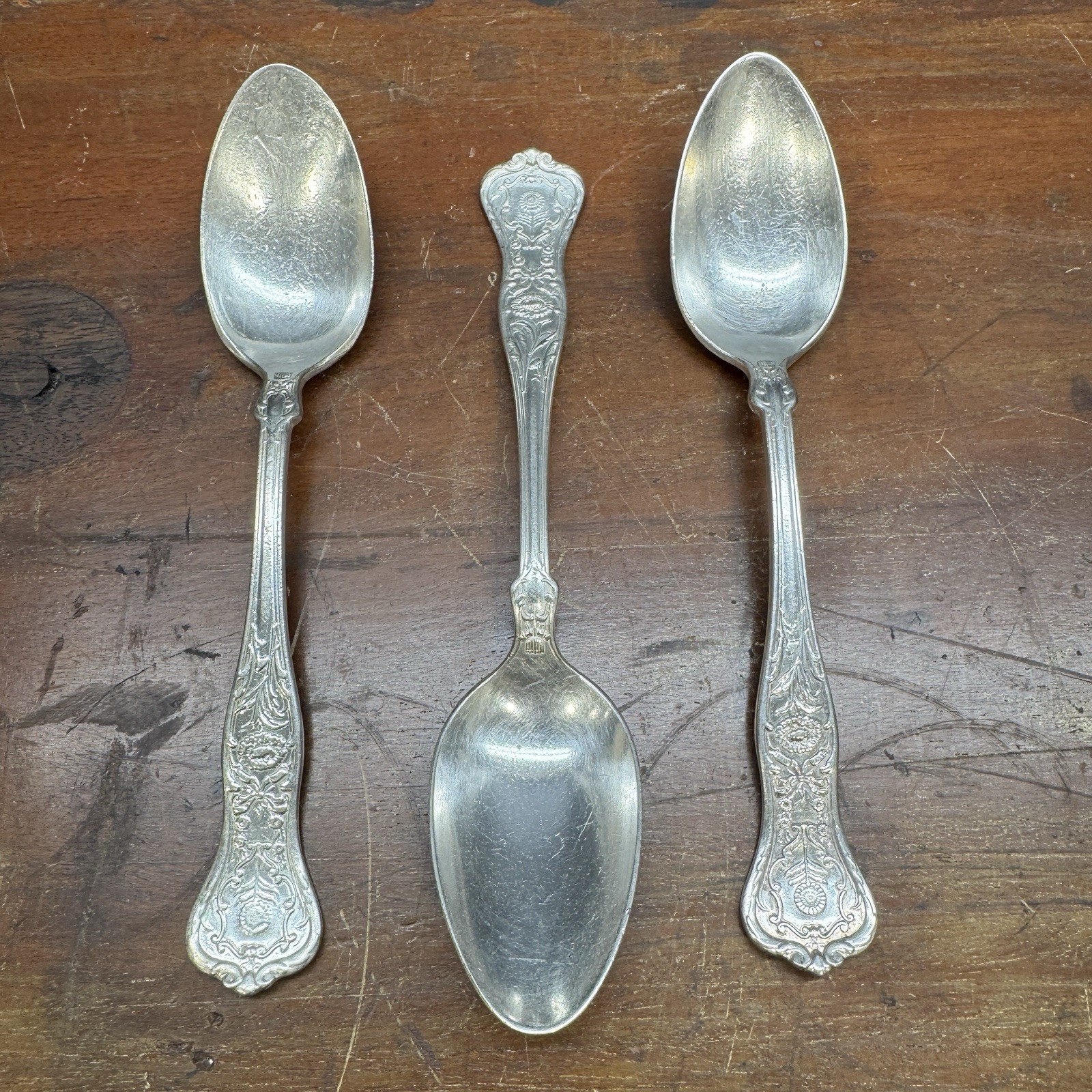 3 Antique HOTEL ASTOR New York R Wallace Silverplate Table Spoons Guilded Age