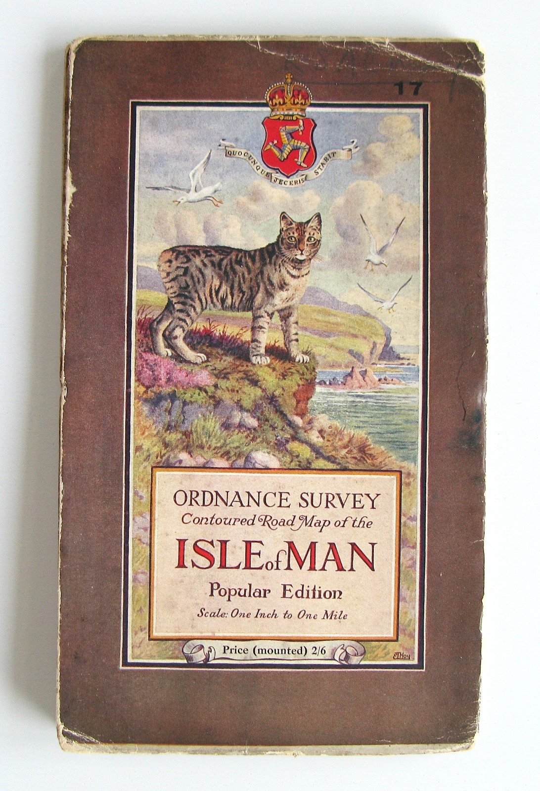 Isle of Man – 1931 Ordnance Survey Road Map, Popular Edition ( Mounted )