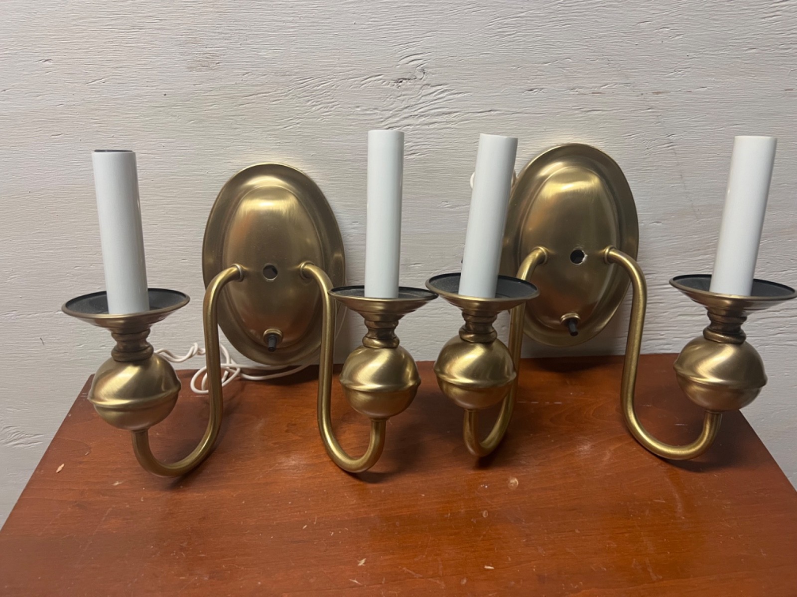 Pair of Hinkley Lighting Brass Wall Sconces Double Arm