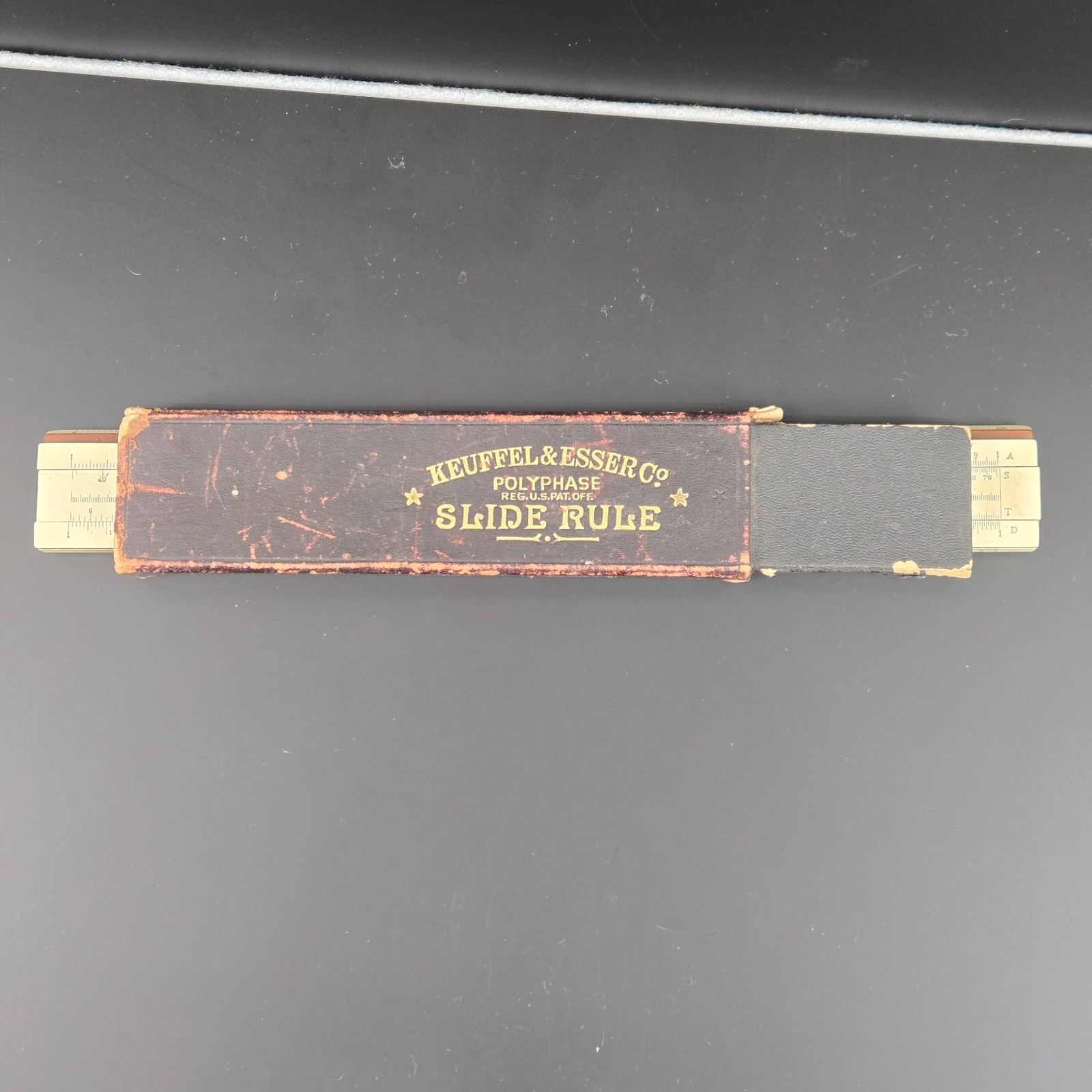 Vintage Keuffel & Esser K&E 4053-3 Polyphase 10″ Slide Rule w/ Original Case