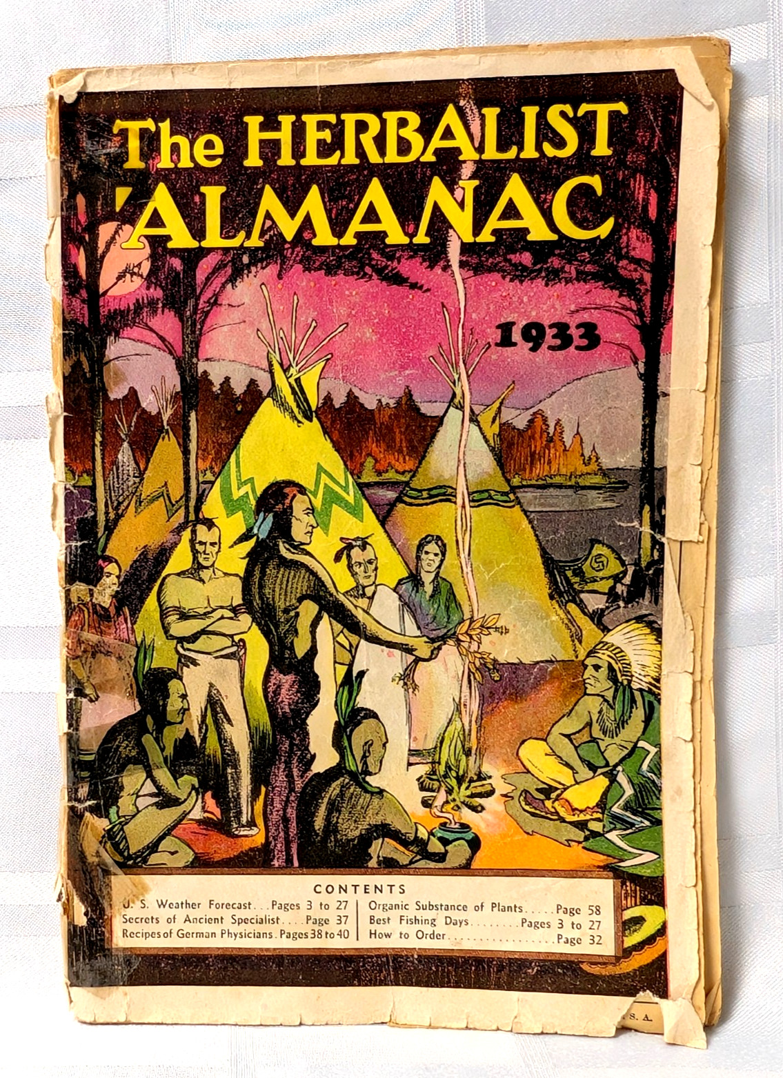 1933 THE HERBALIST ALMANAC PAPER REFERENCE BOOK NATIVE AMERICAN COVER NATURE