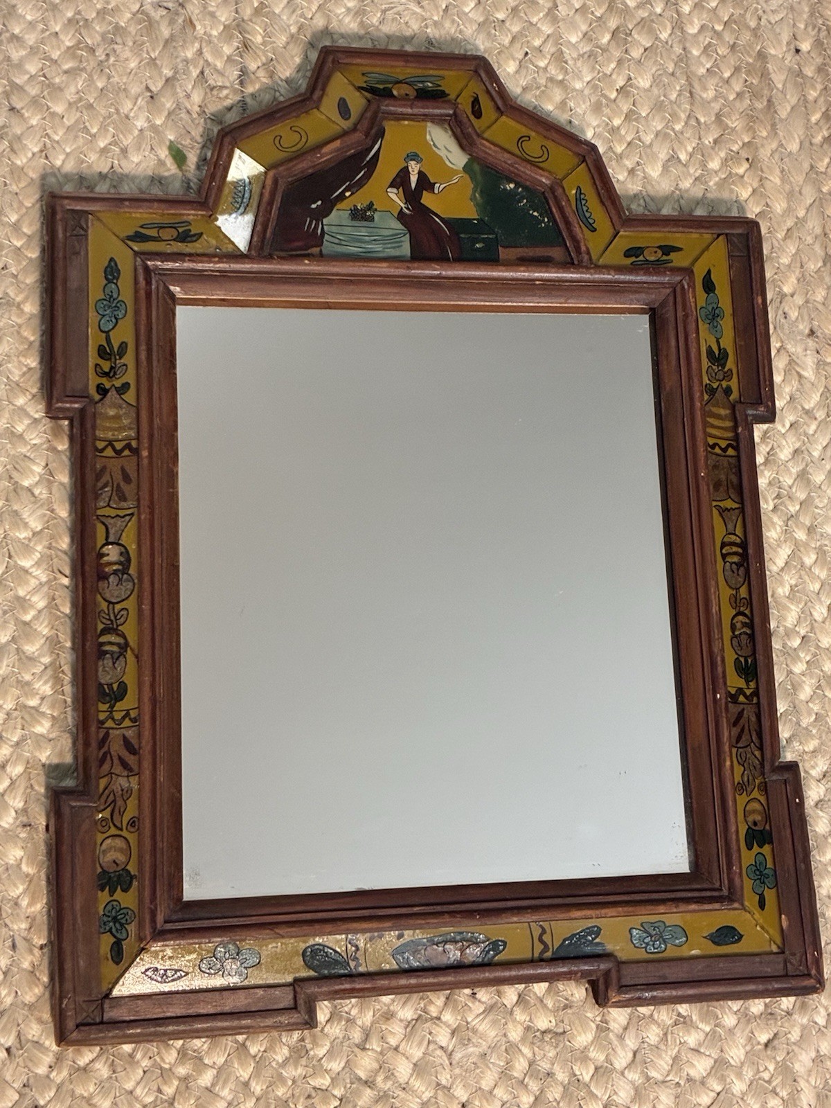 Antique Queen Anne “courtship” mirror from the18th century