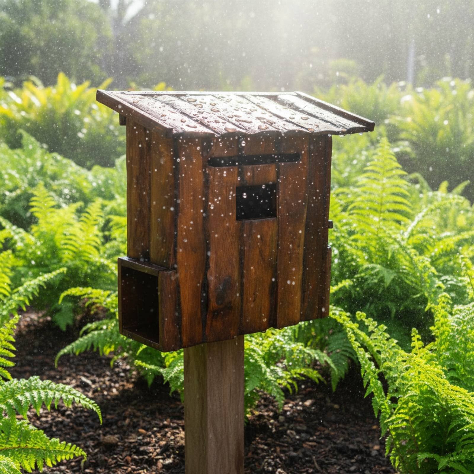 Wooden Mailbox Water-Resistant Vintage Wood Mail Holder Outdoor Use