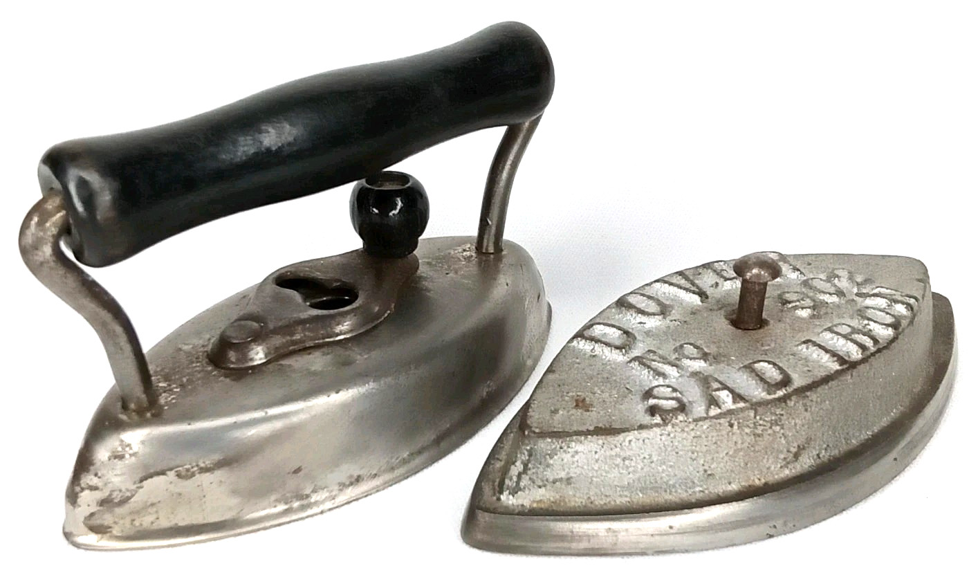 Antique 1890s Dover Mfg Sad Iron With Detachable Black Wood Handle No. 902