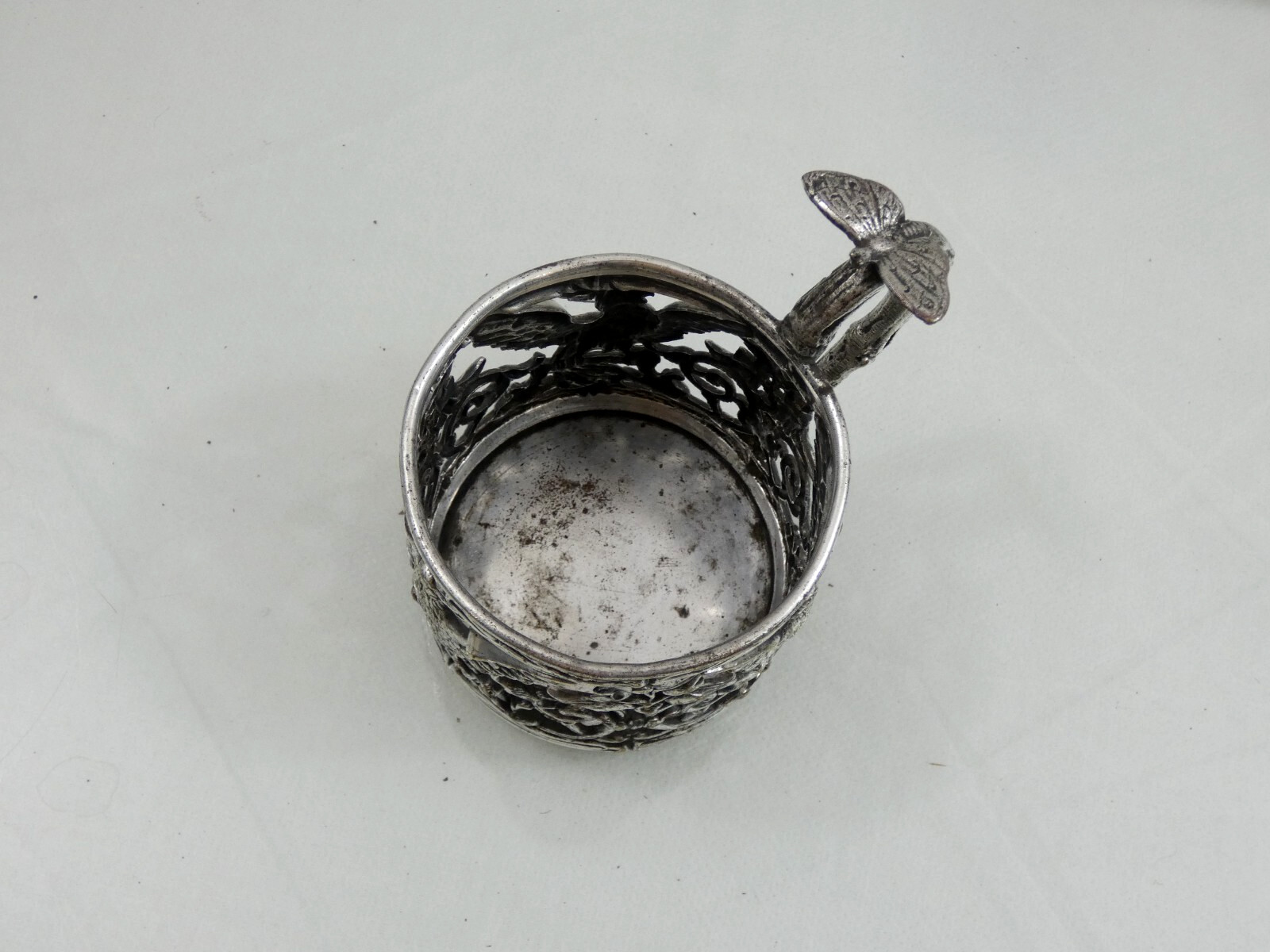 SUPERB ANTIQUE SILVER PLATED BRONZE TEA GLASS HOLDER PODSTAKANNIK Poland Warsaw