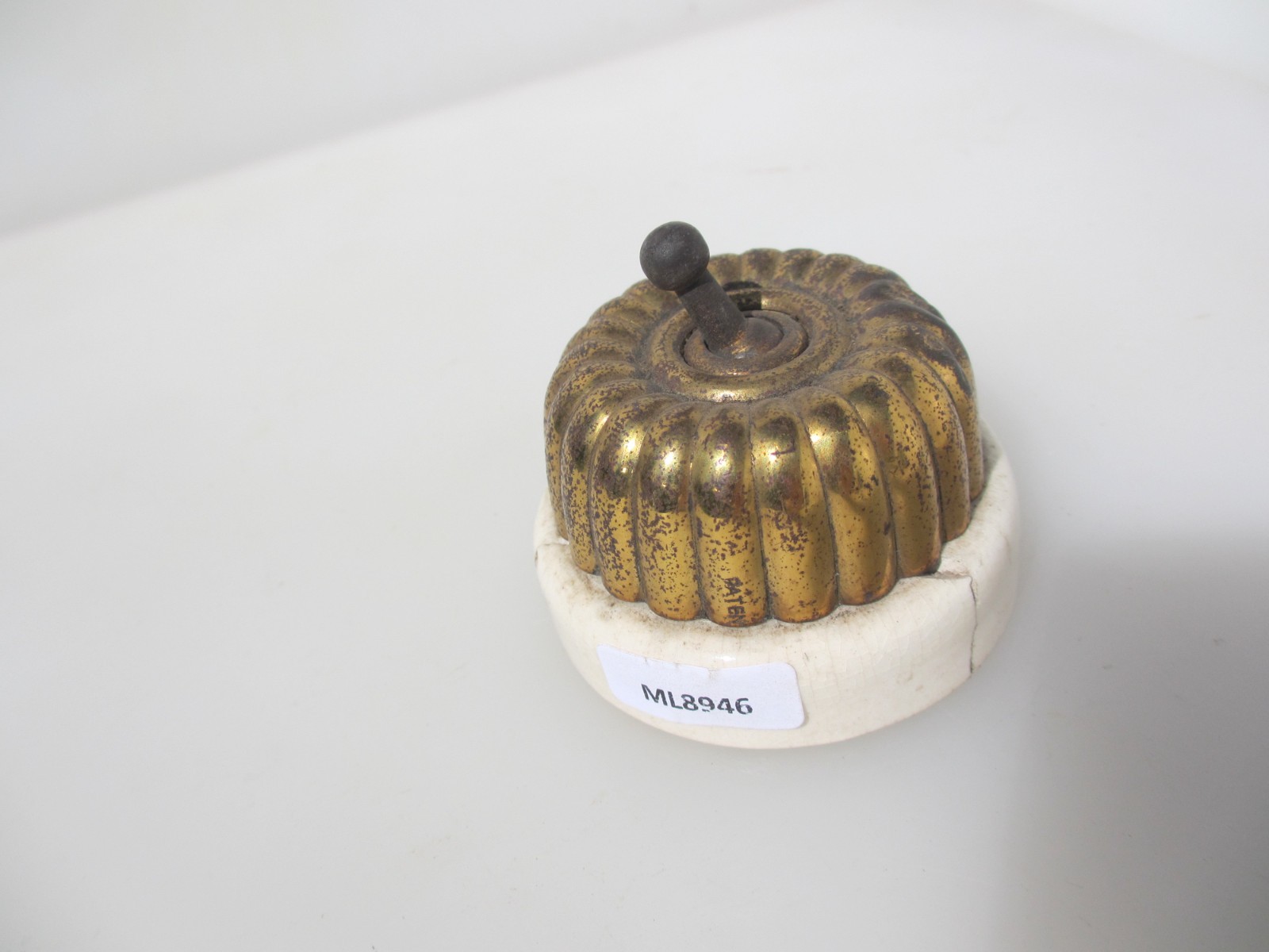 Antique Brass & Ceramic Light Switch Old Dolly Toggle Victorian Jelly Mould