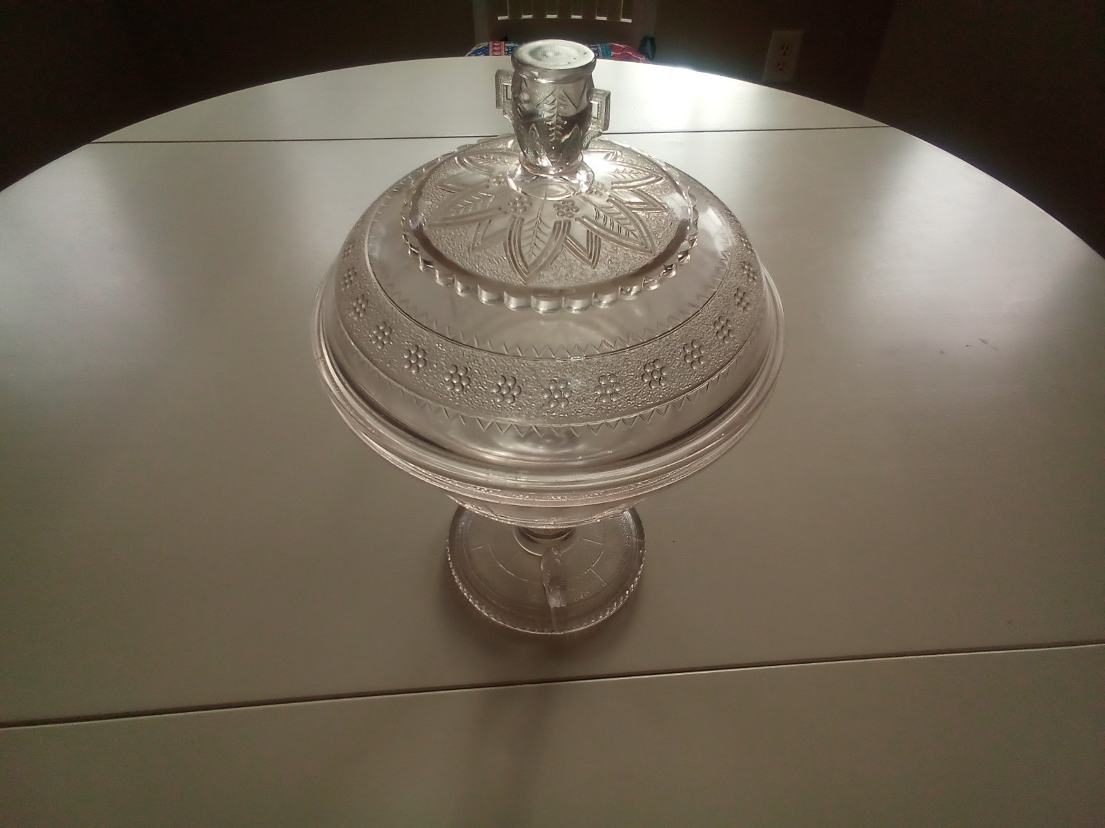 Adams & Company 1881 Egyptian glass etched compot