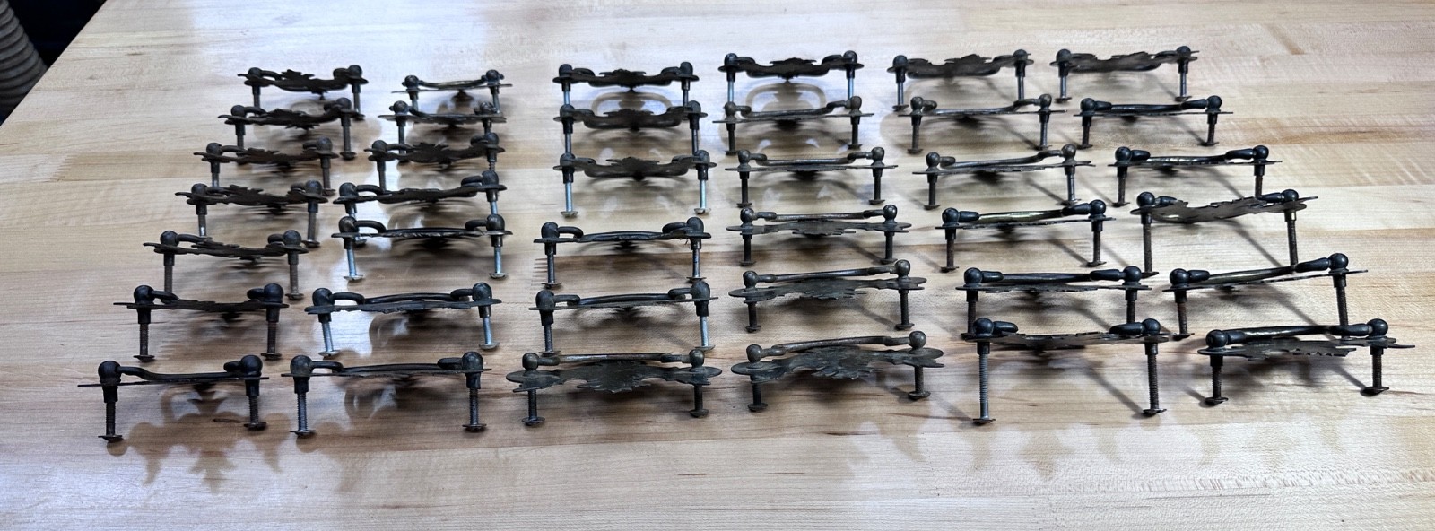 Lot of 38 Vintage Brass Chippendale Dresser Drawer Bail Pulls, Handles