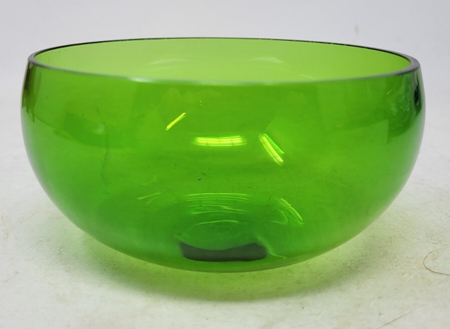 Antique Green Bohemia Glass Finger Bowl