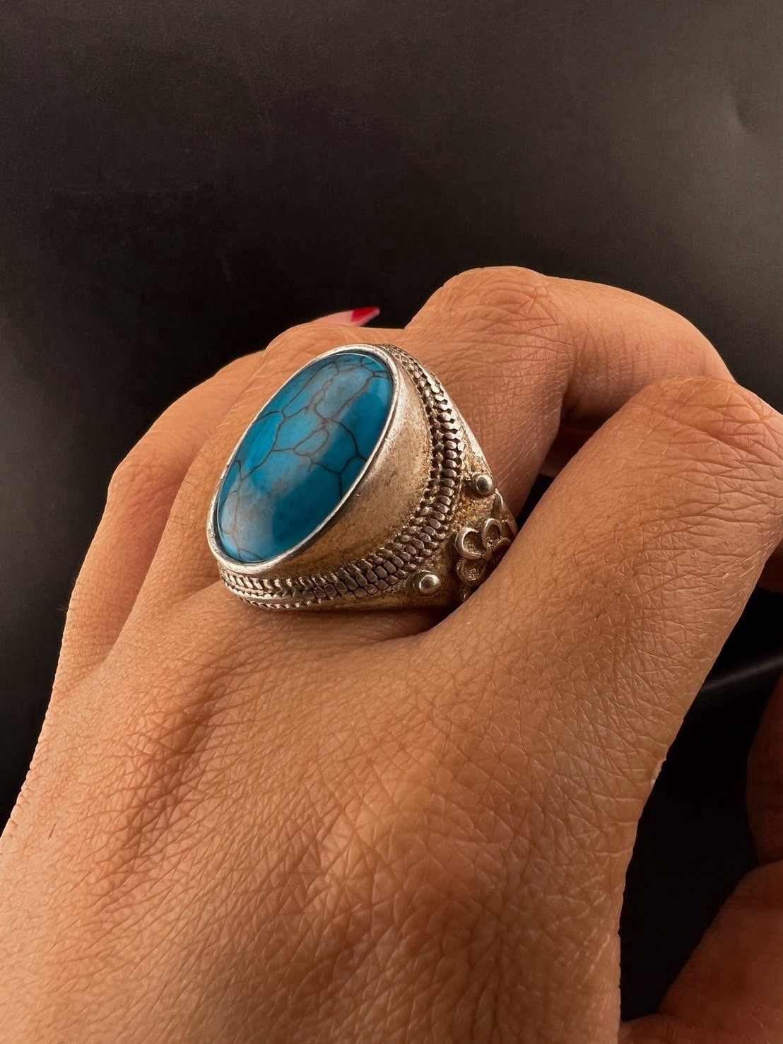 Rare Vintage Solid Silver RING WITH NATURAL stone
