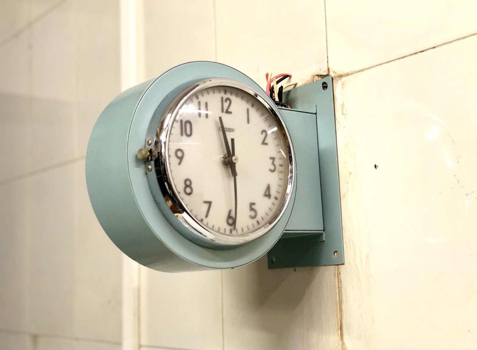 Citizen Double-Sided Industrial Wall Clock – Rare Retro School Clock – Japan