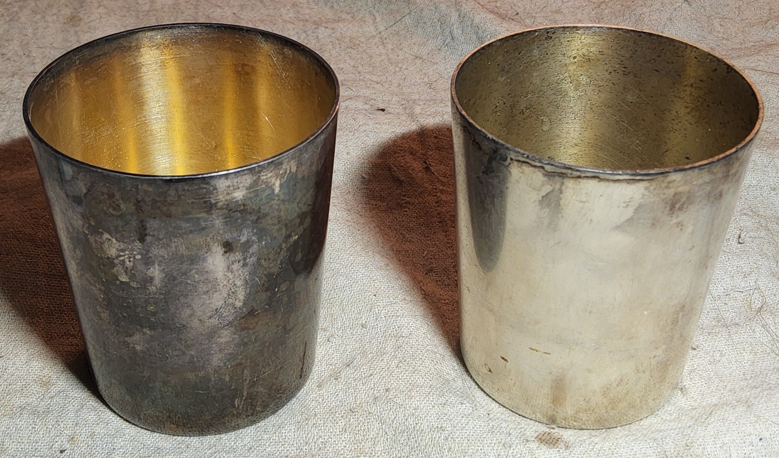 (2) VINTAGE MERIDEN SILVERPLATE CO. INTERNATIONAL SILVER CO. SMALL CUPS 321 B &C