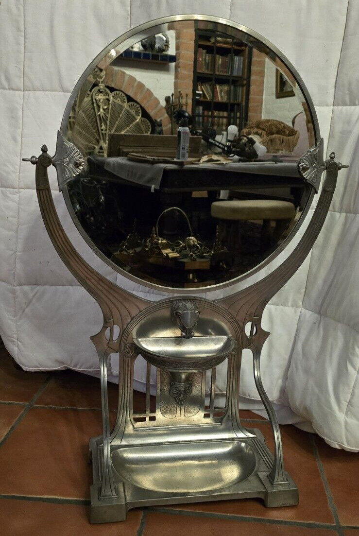 ANTIQUE 1900s Jugendstil Art Nouveau Deco Table Vanity Mirror WMF