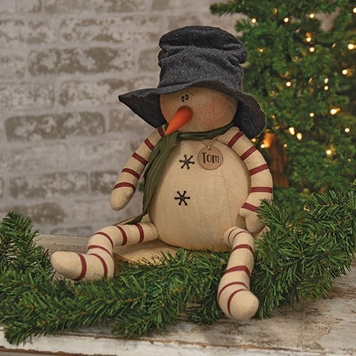 NEW PRIMITIVE SNOWMAN DOLL TOM BOY Christmas 18″Lx6″Wx6″D Winter Rustic Cloth