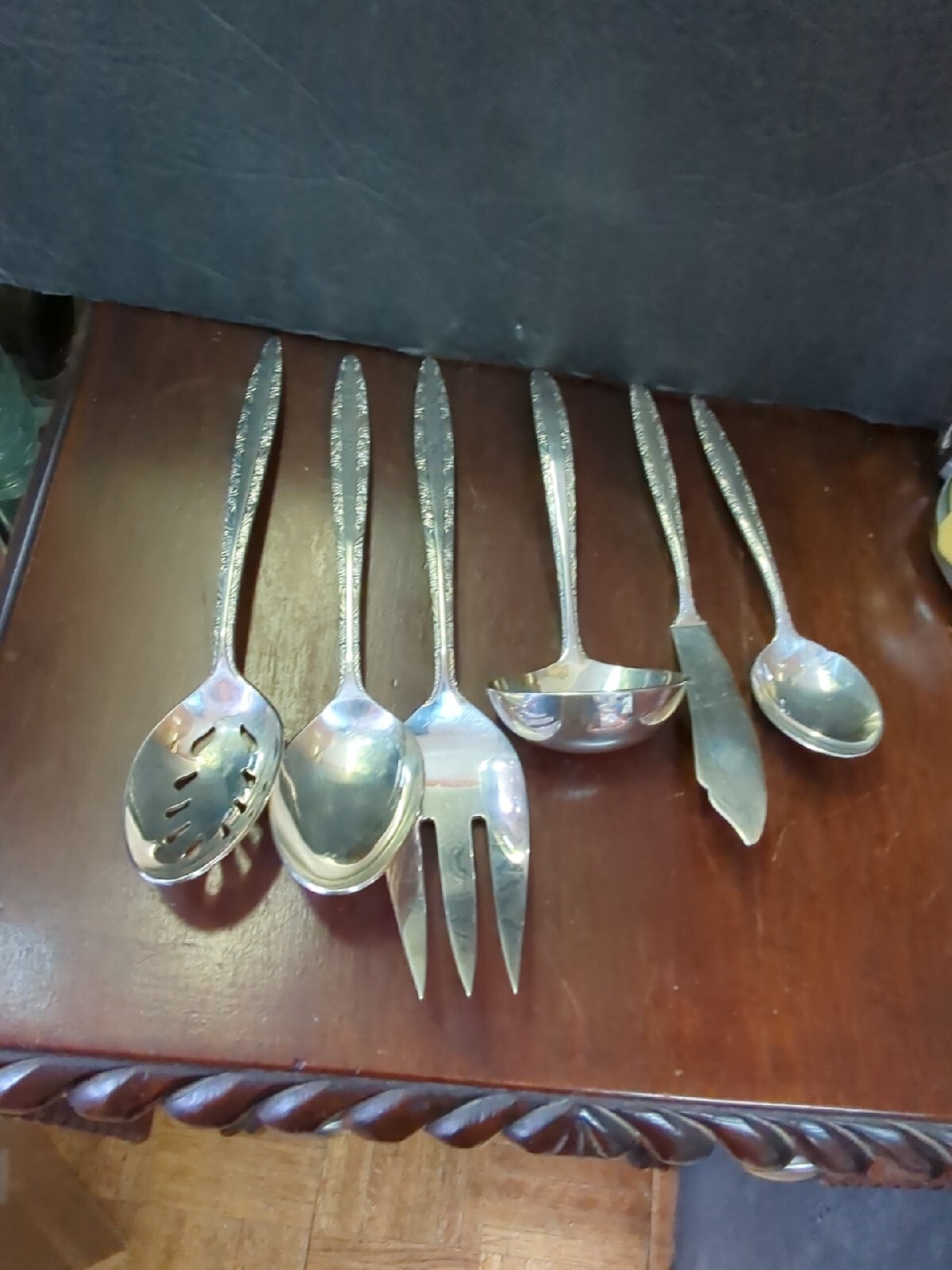 Vintage Towel Silver plate 1968 Candleglow 6 Piece Hostess Serving Set