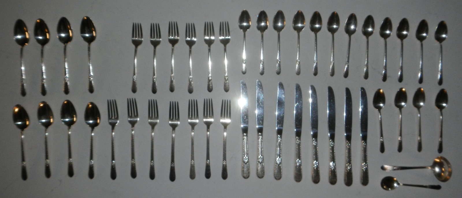 1847 Rogers Bros Silver Adoration Pattern Silverware Set 47 Pieces