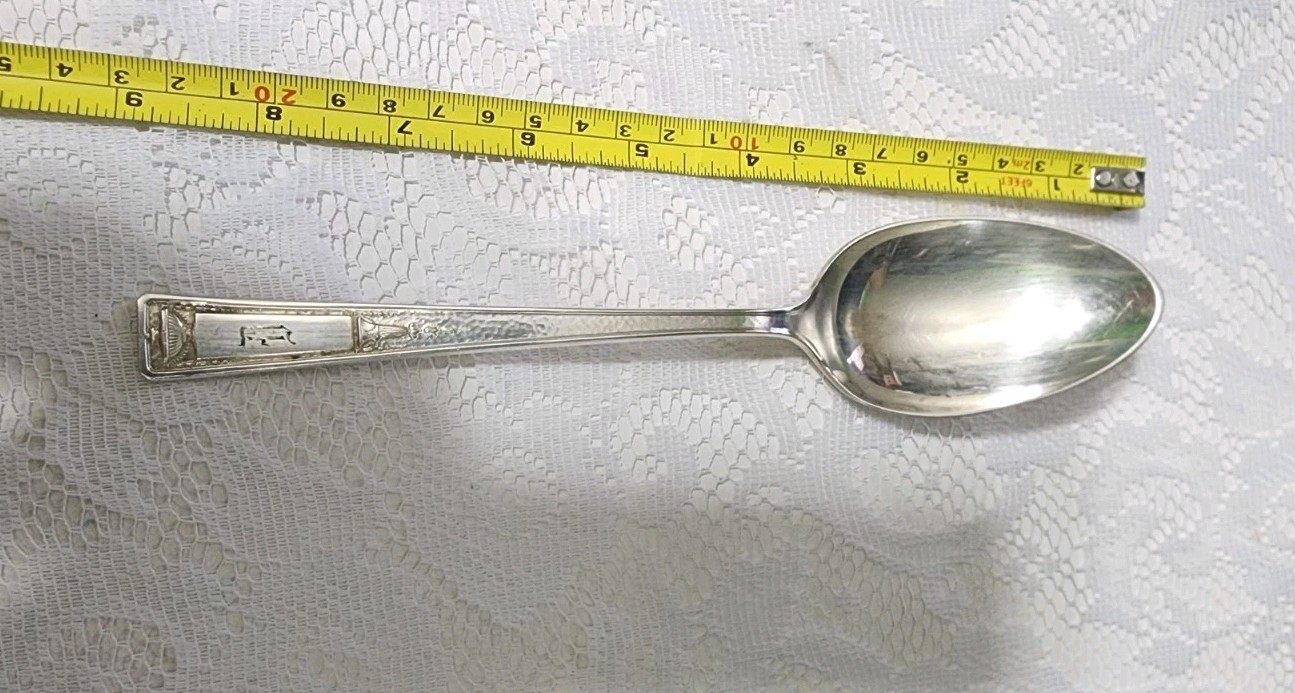 😃 VINTAGE c1924 BUCKINGHAM SILVERPLATED TABLE SERVING SPOON MONOGRAMMED D🥄
