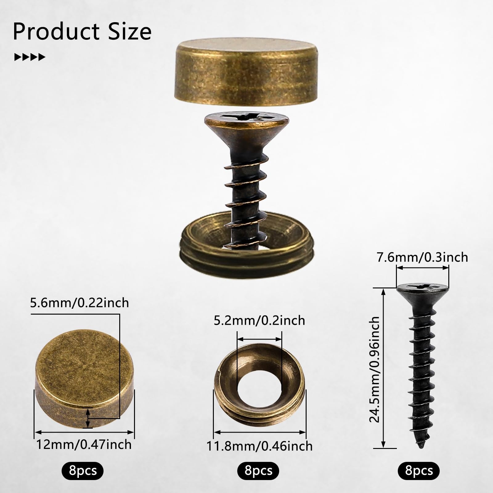 8Pcs Brass Decorative Screws with Caps, Decorative Bolts Upholstery Tacks Sel…