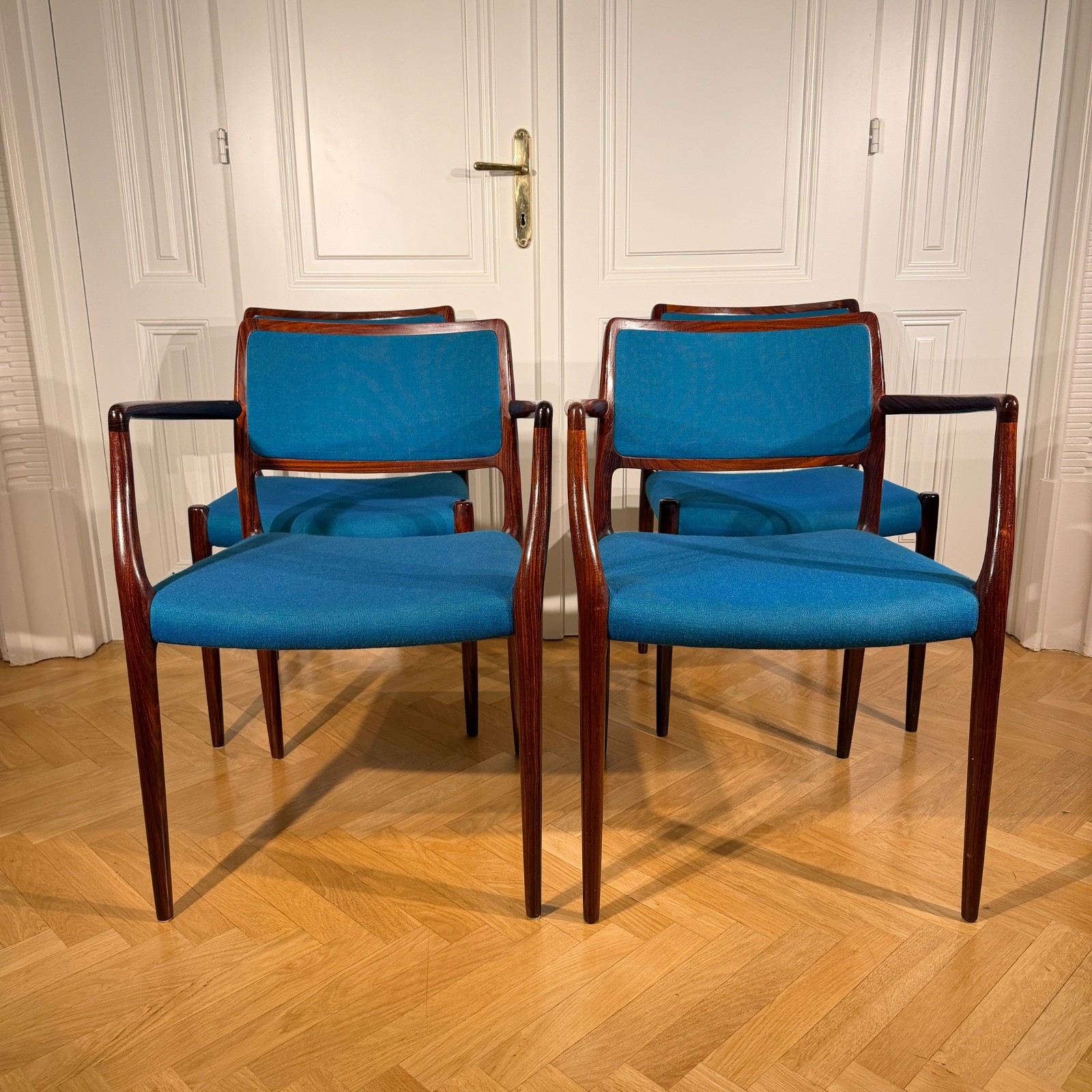Set Rosewood Niels Otto Moller model 65 armchair 80 dining Chair Mollers Danish