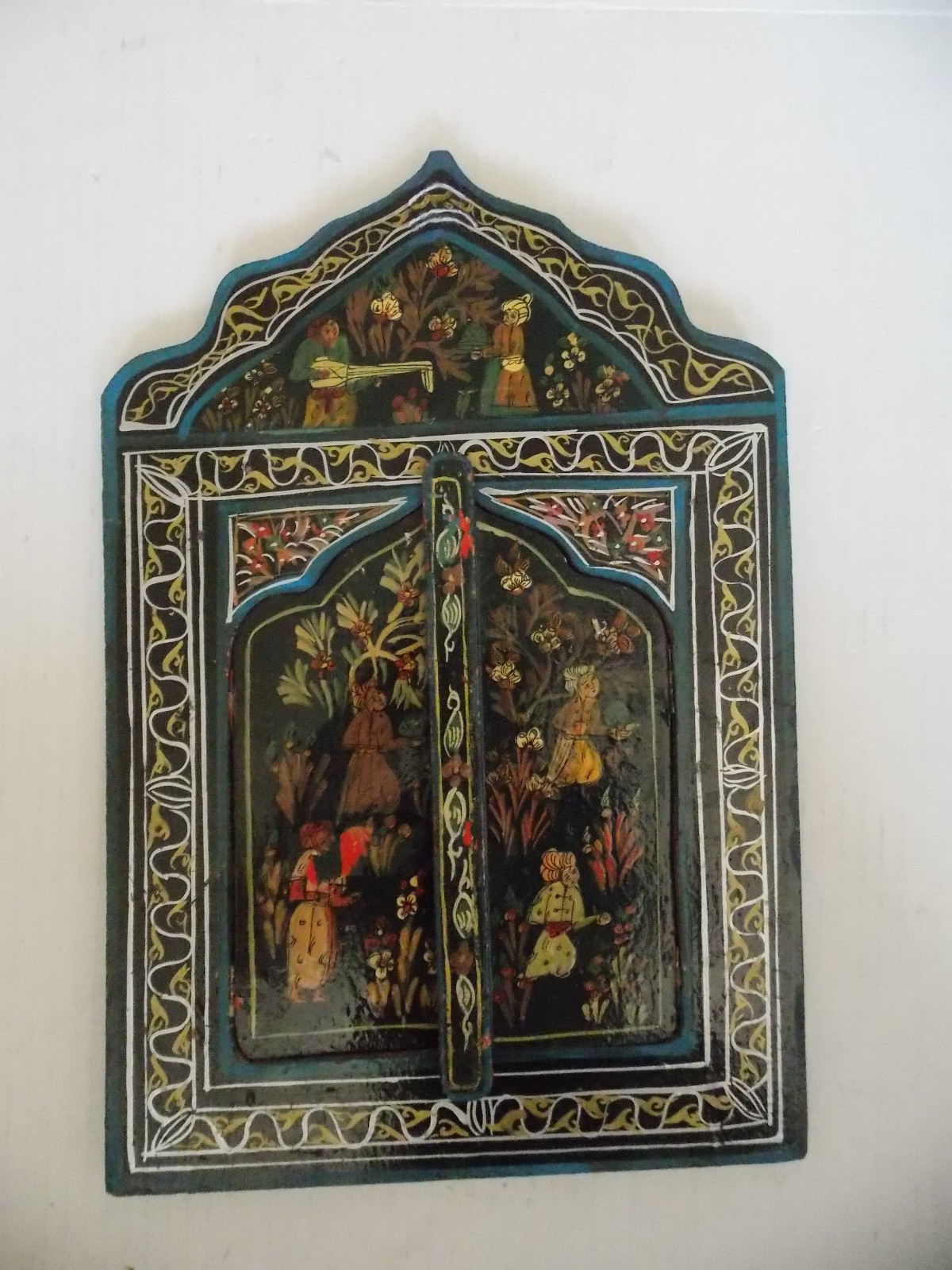 Antique Persian Qajar Mirror Cabinet 15 3/4″ x10 5/8″