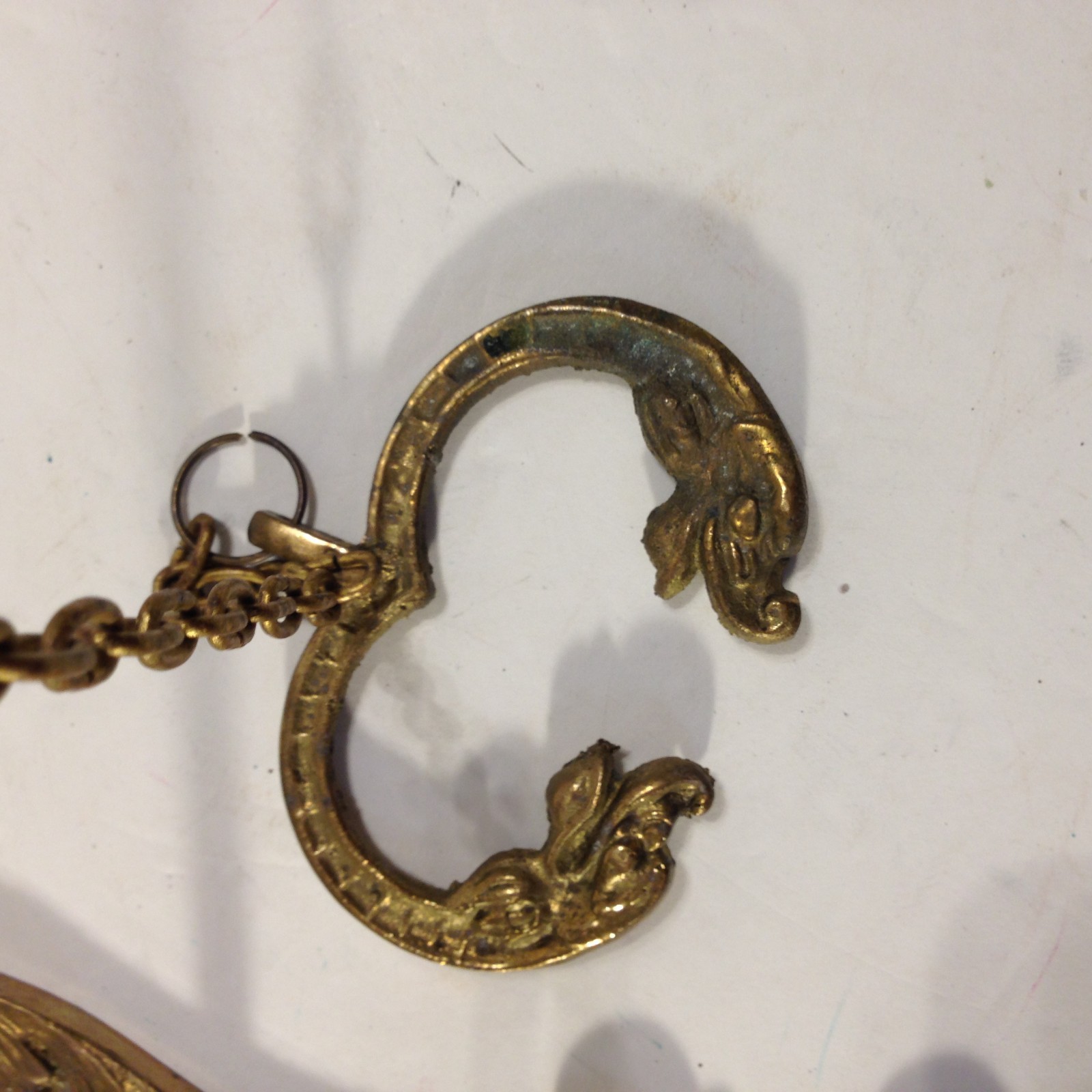 Vintage Brass Monastery Porch Door Bell Knocker Pull Chain Wall Mount 4 Repair