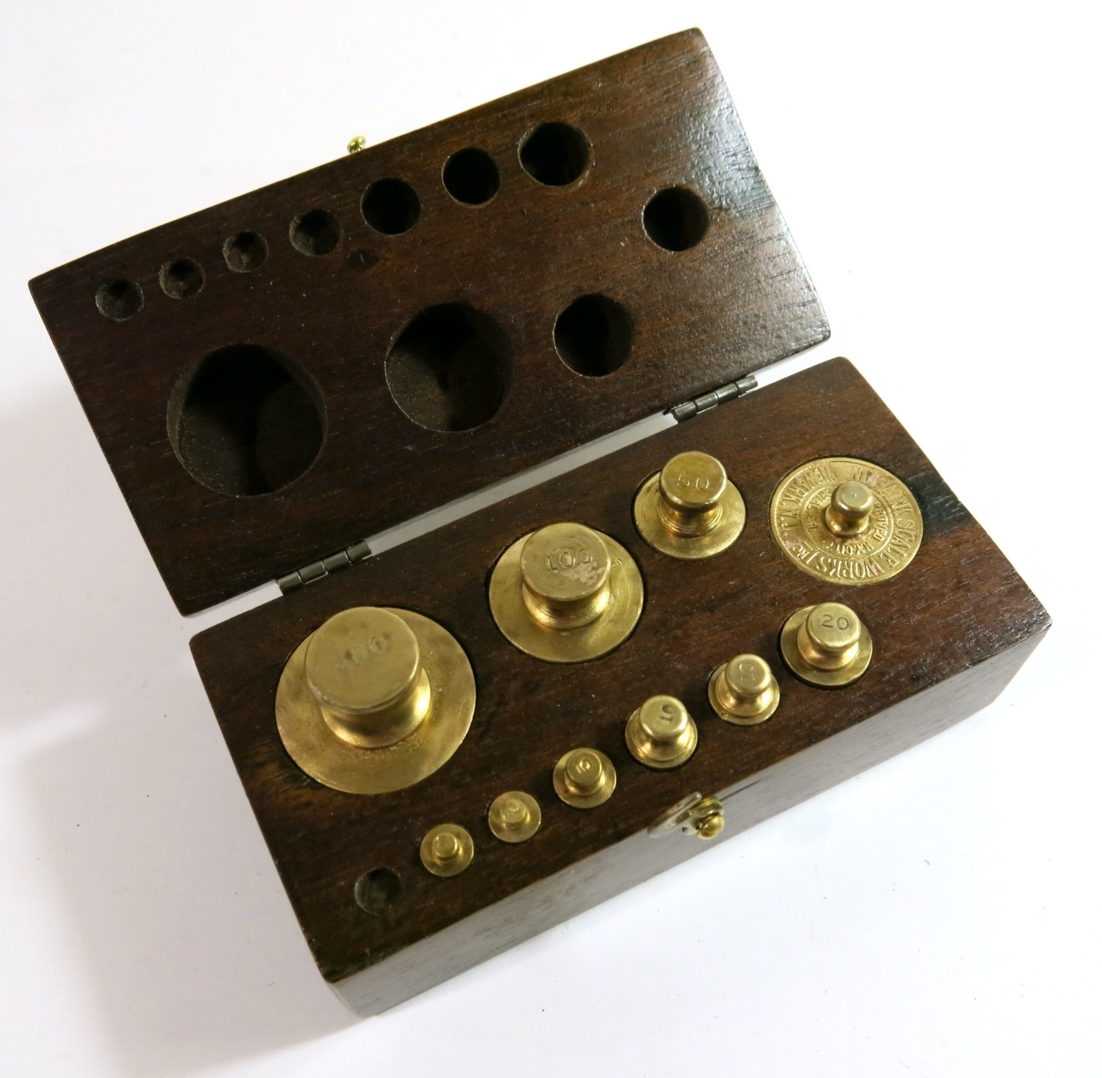 Vintage New Jersey Scale Works Metric Weight in Refinished Mahogany Case