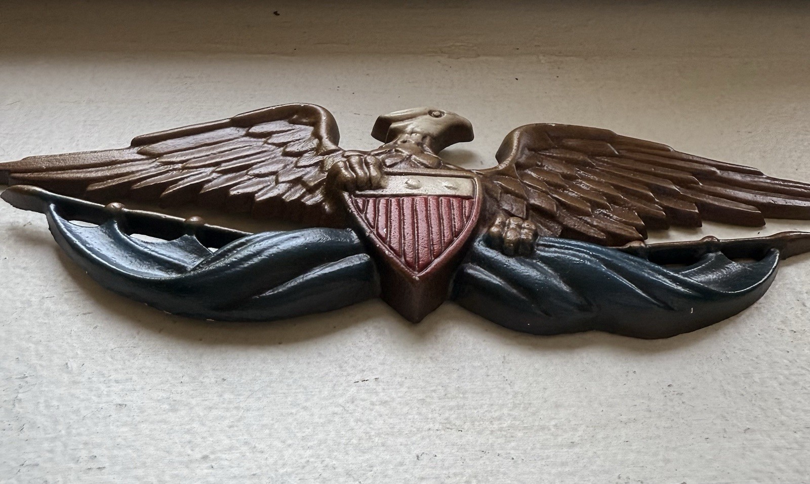 Sexton Patriotic American Eagle Shield Aluminum Wall Plaque 8” vintage USA July4
