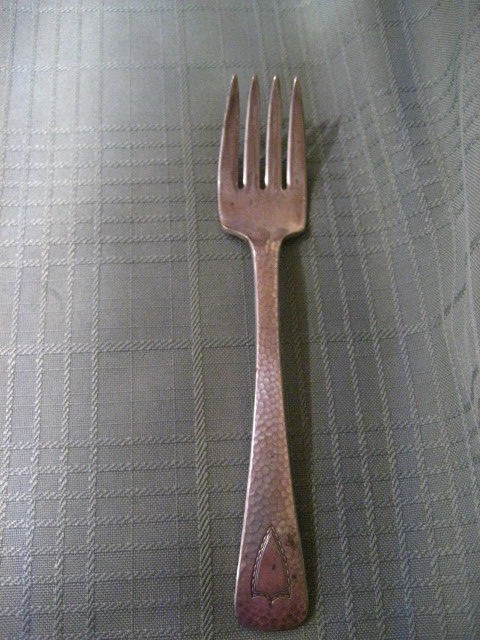 Fork Hammered EPNS Eectro Plated Nickel 6″ Silver Ware VINTAGE ANTIQUE