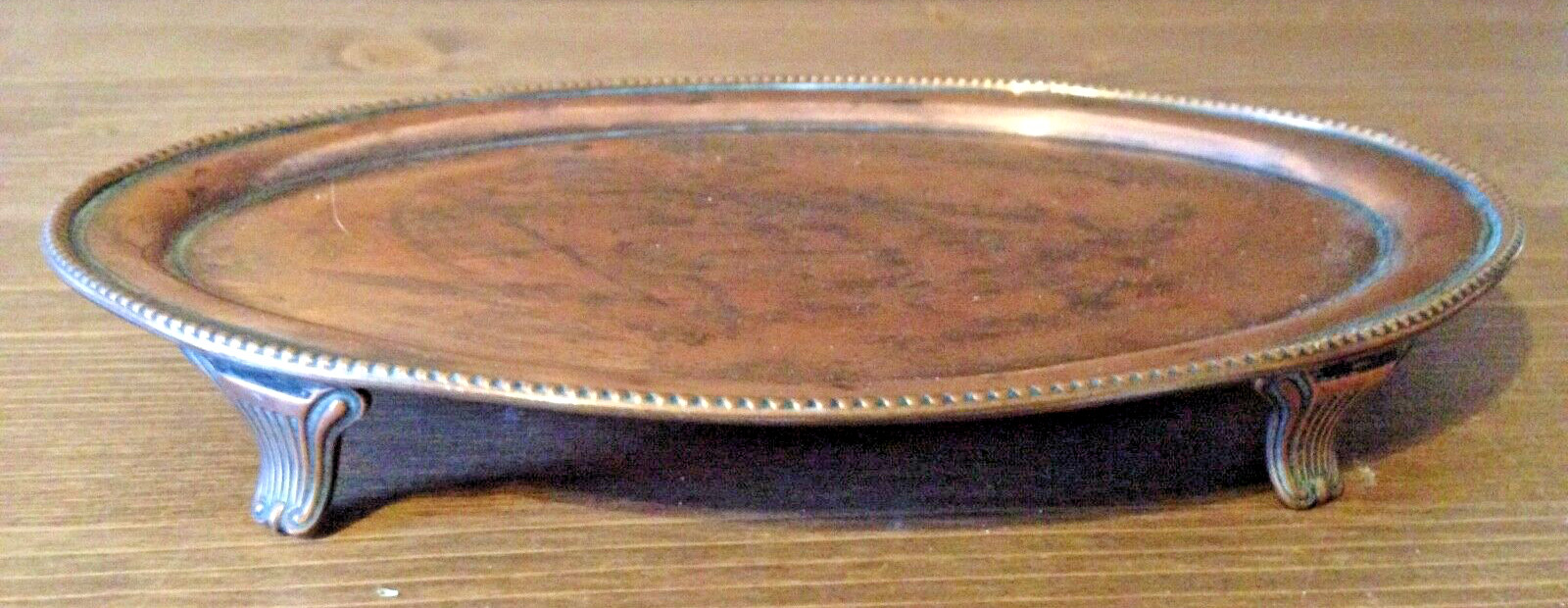 Copper Antique oval shaped business card tray