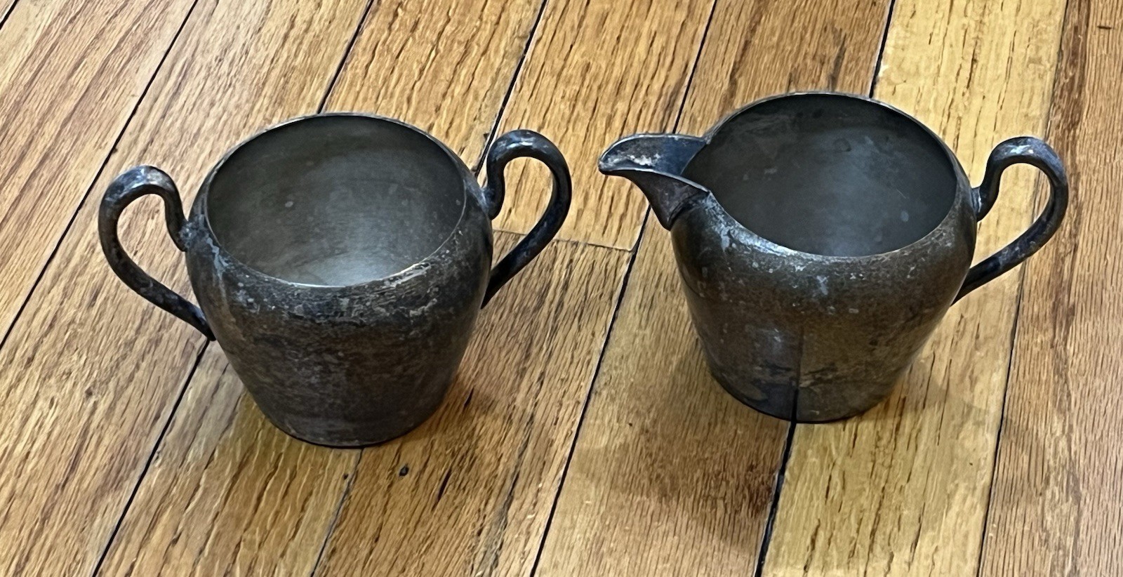 Gotham Silver on Copper Sugar (No Lid) & Creamer Set