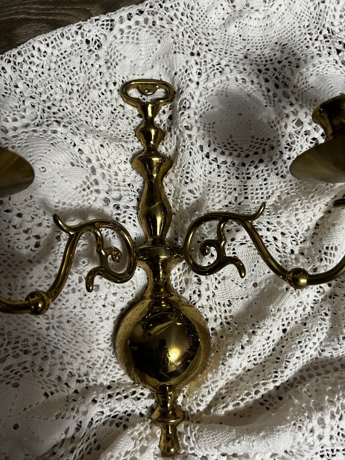 Antique Ornate Scroll Brass Wall Sconce Double Arm Candle Holder
