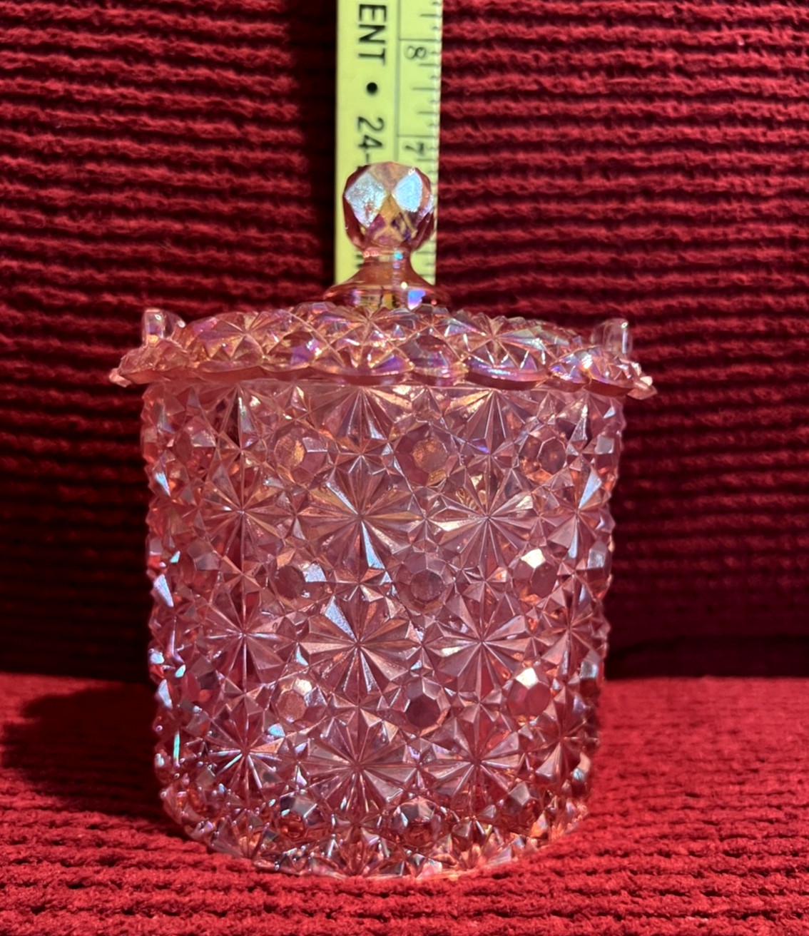 Vintage FENTON Pink Glass Jar with Lid Sugar or Jam Bowl Vanity Dresser Jar