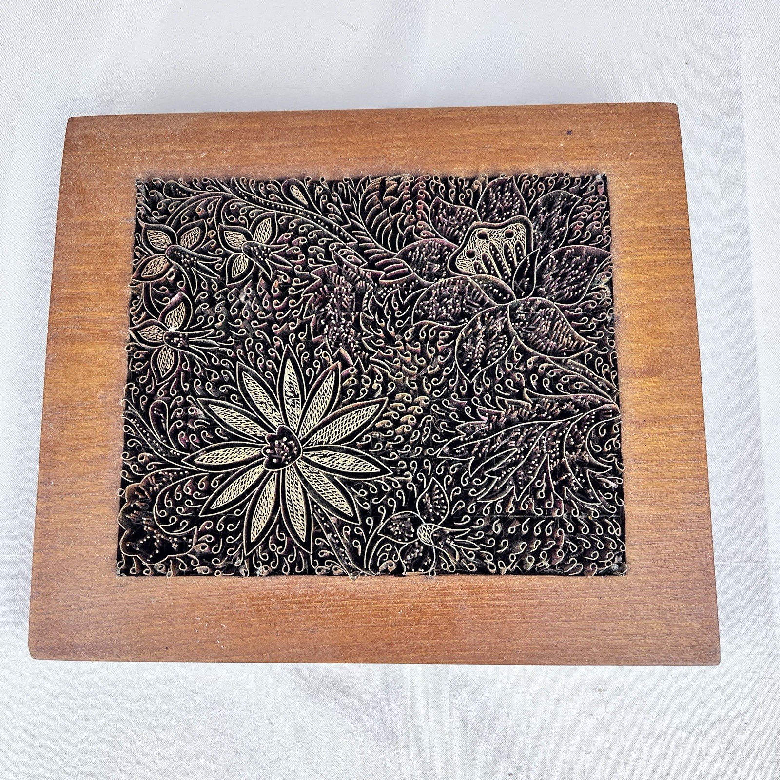 Mid Century Danish Modern- Wood and Copper Trivet – Copper Craft 10” X 8.5”