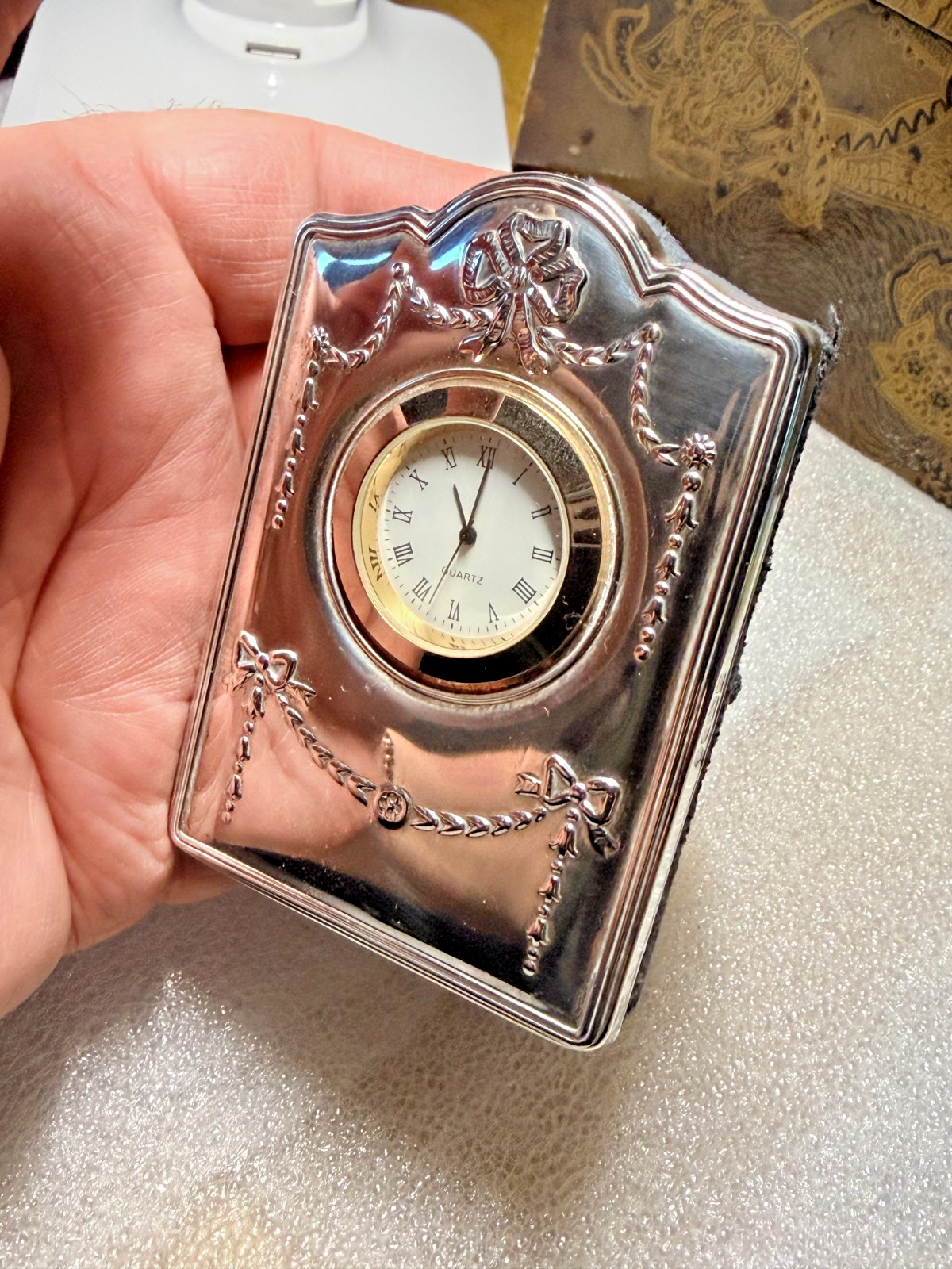 Large Sterling Silver Boudoir Clock – Carrs of Sheffield – Sheffield – 1996