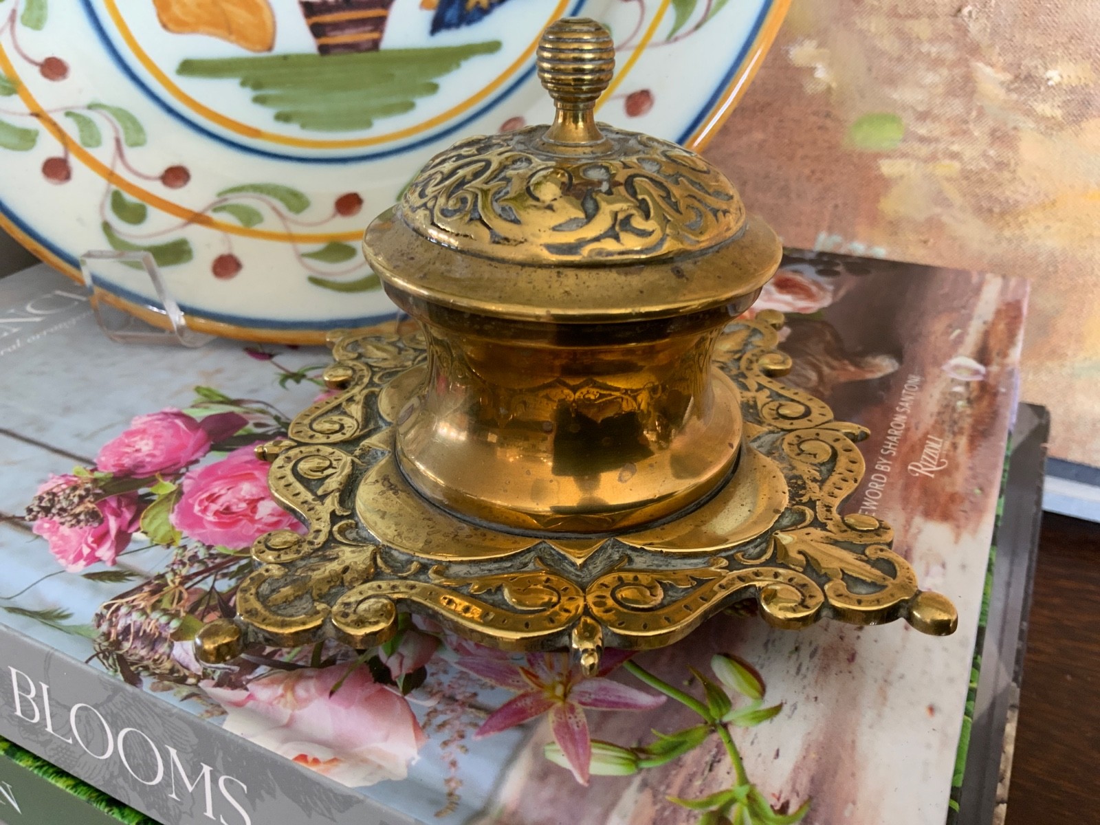 English Brass Inkwell, Circa 1880 Found in England